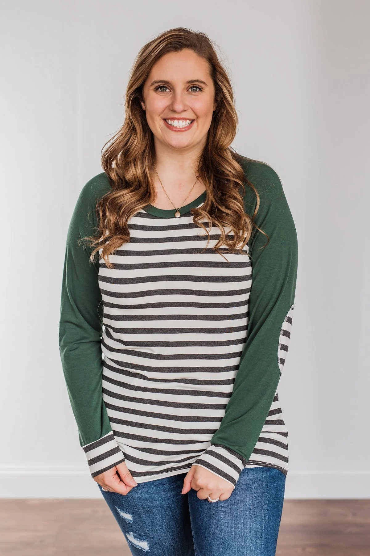True To Your Heart Long Sleeve Top- Dark Emerald - Image 2