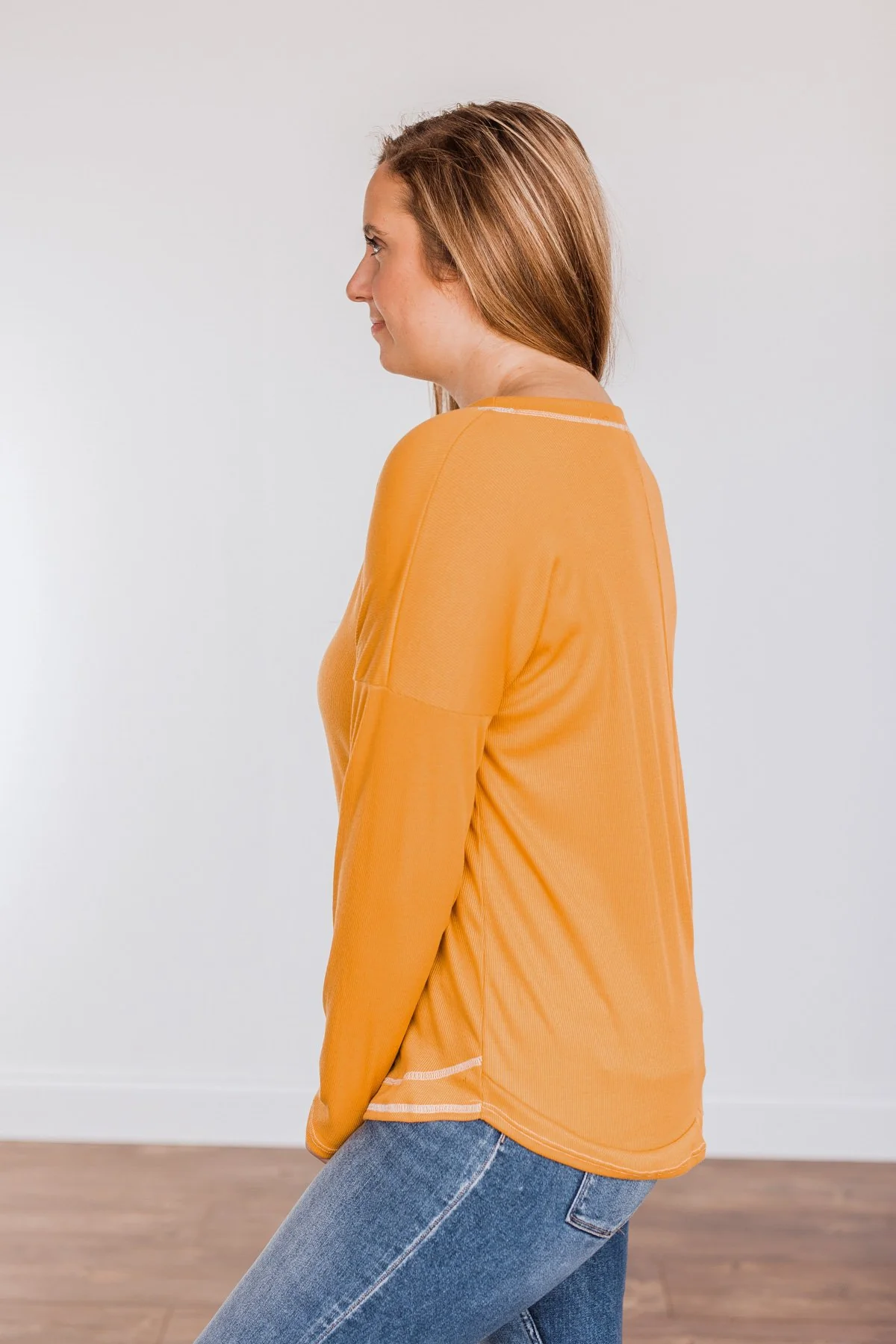 True To Your Heart Long Sleeve Top- Golden Yellow - Image 7