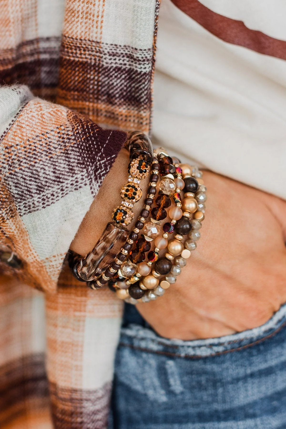 Truly Darling Stackable Bracelet Set- Brown - Image 2