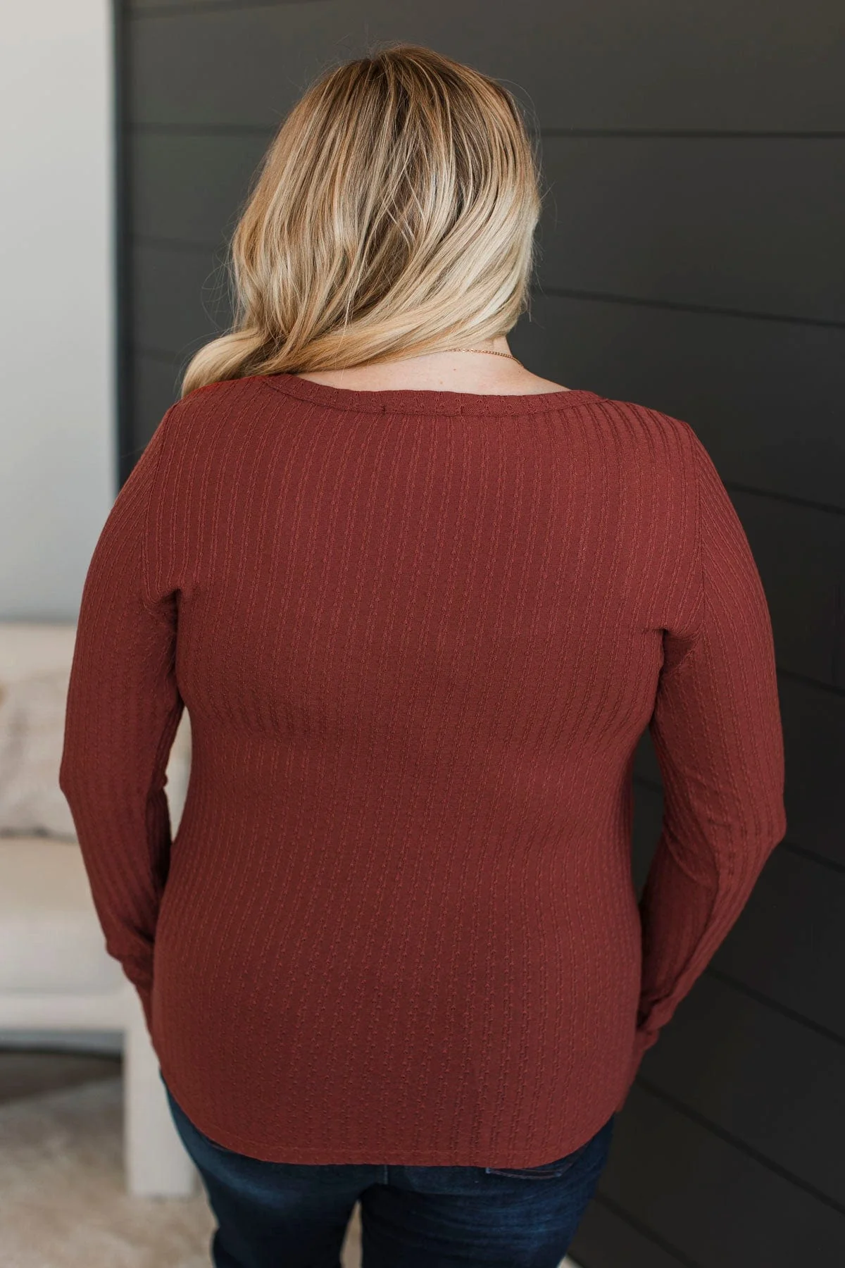 Truly Delightful Long Sleeve Top- Brick - Image 8