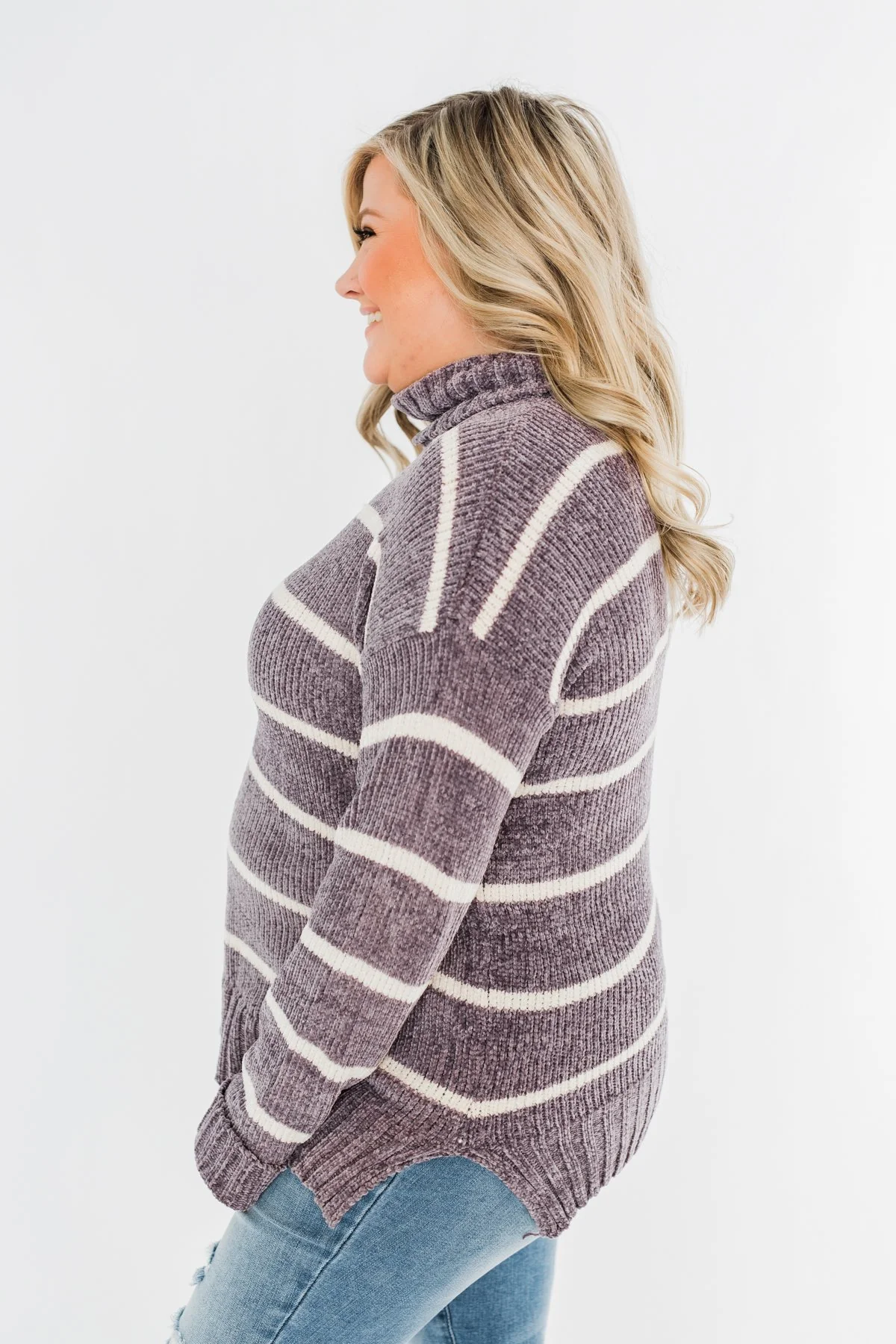 Truly Faithful Striped Sweater- Dusty Lavender - Image 10