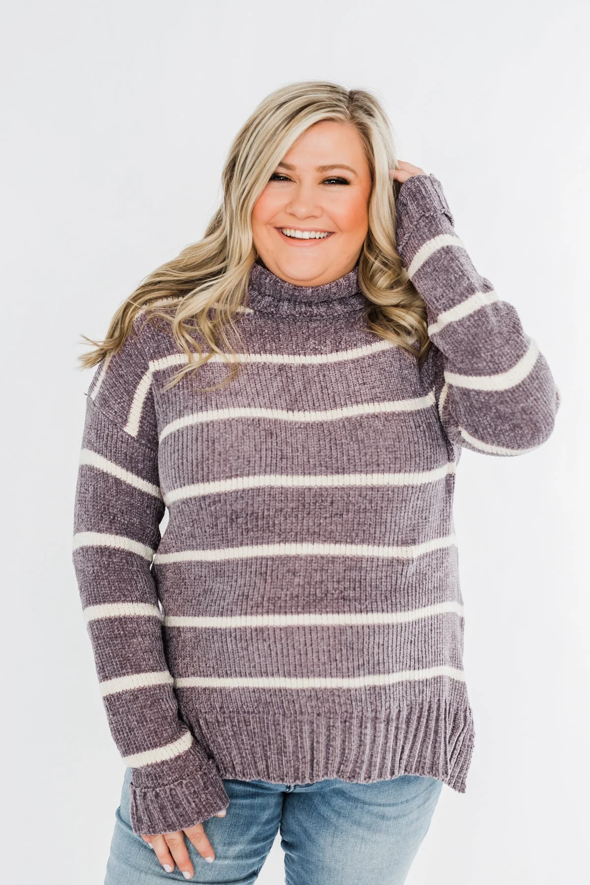 Truly Faithful Striped Sweater- Dusty Lavender - Image 5