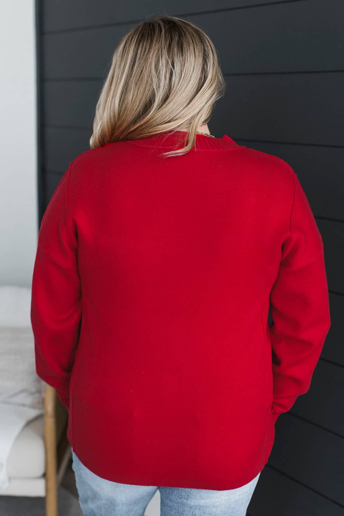 Truly Marvelous Mock Neck Sweater- Red - Image 8