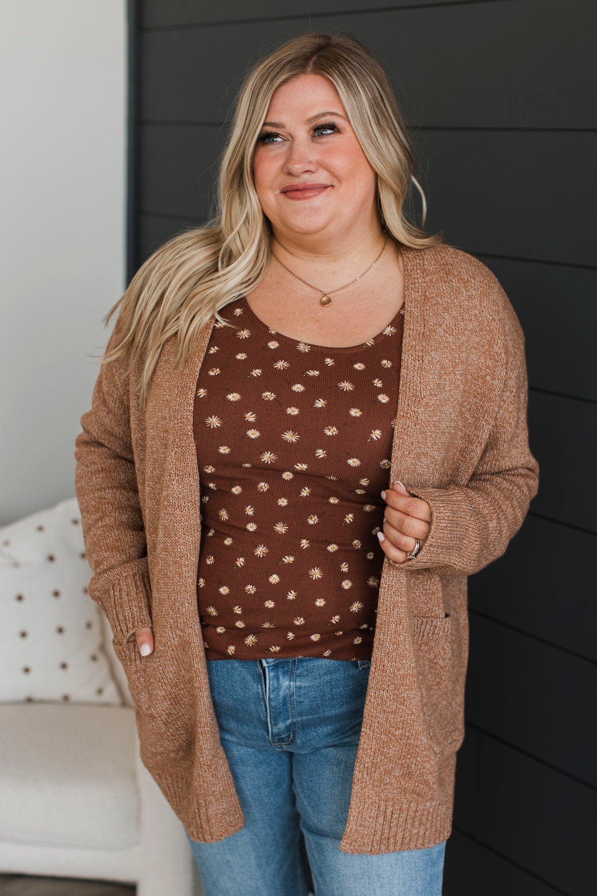 Trust In You Knit Cardigan- Deep Camel
