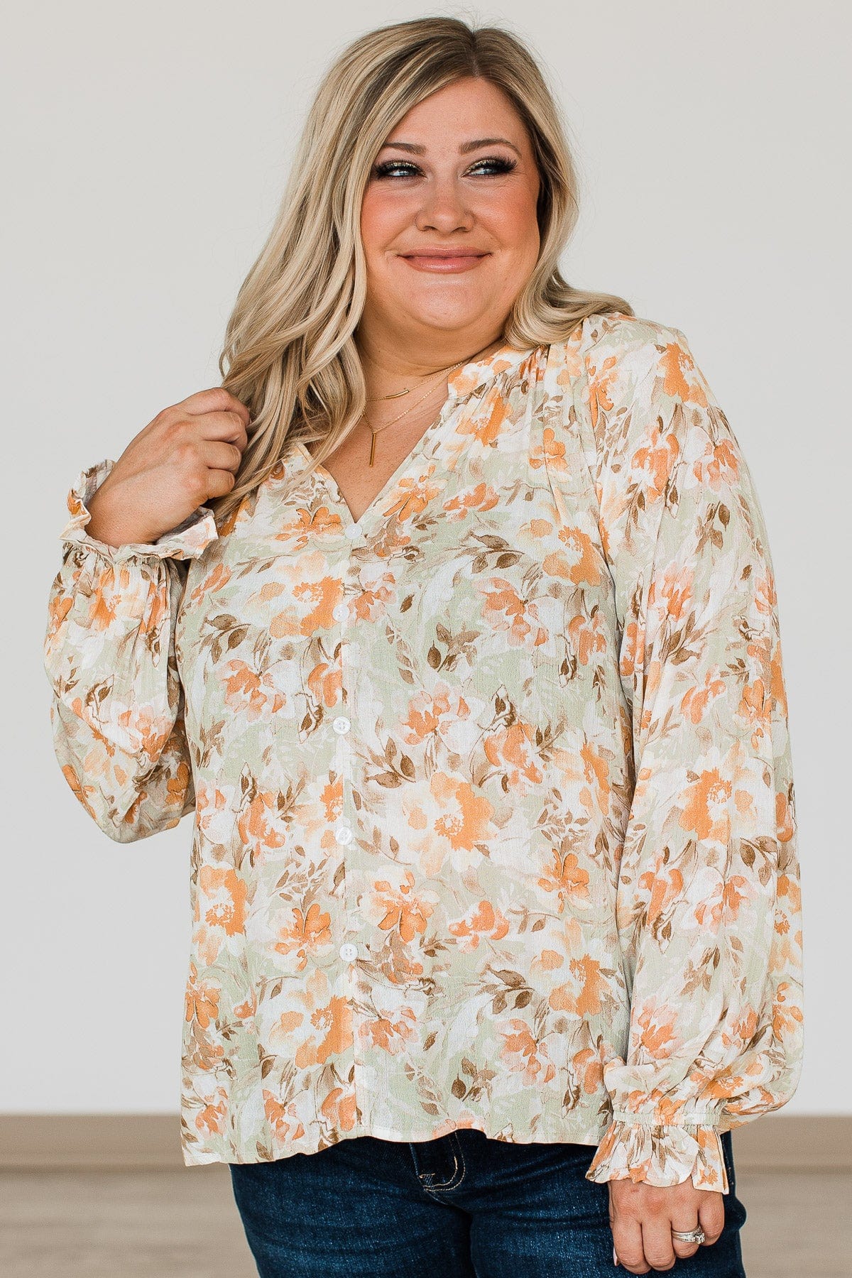 Trust The Process Floral Blouse- Light Sage - Image 5