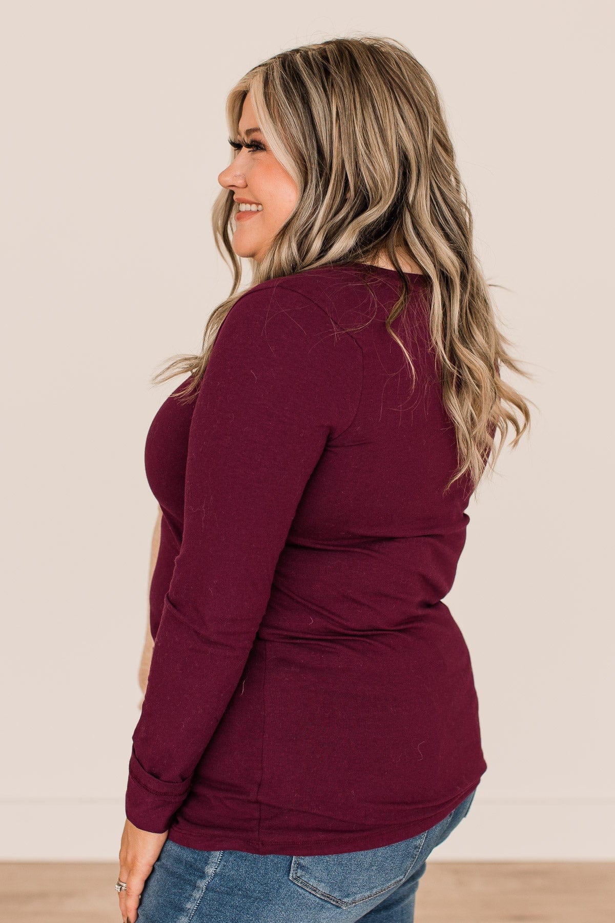 Trust The Timing Long Sleeve Top- Dark Burgundy - Image 6