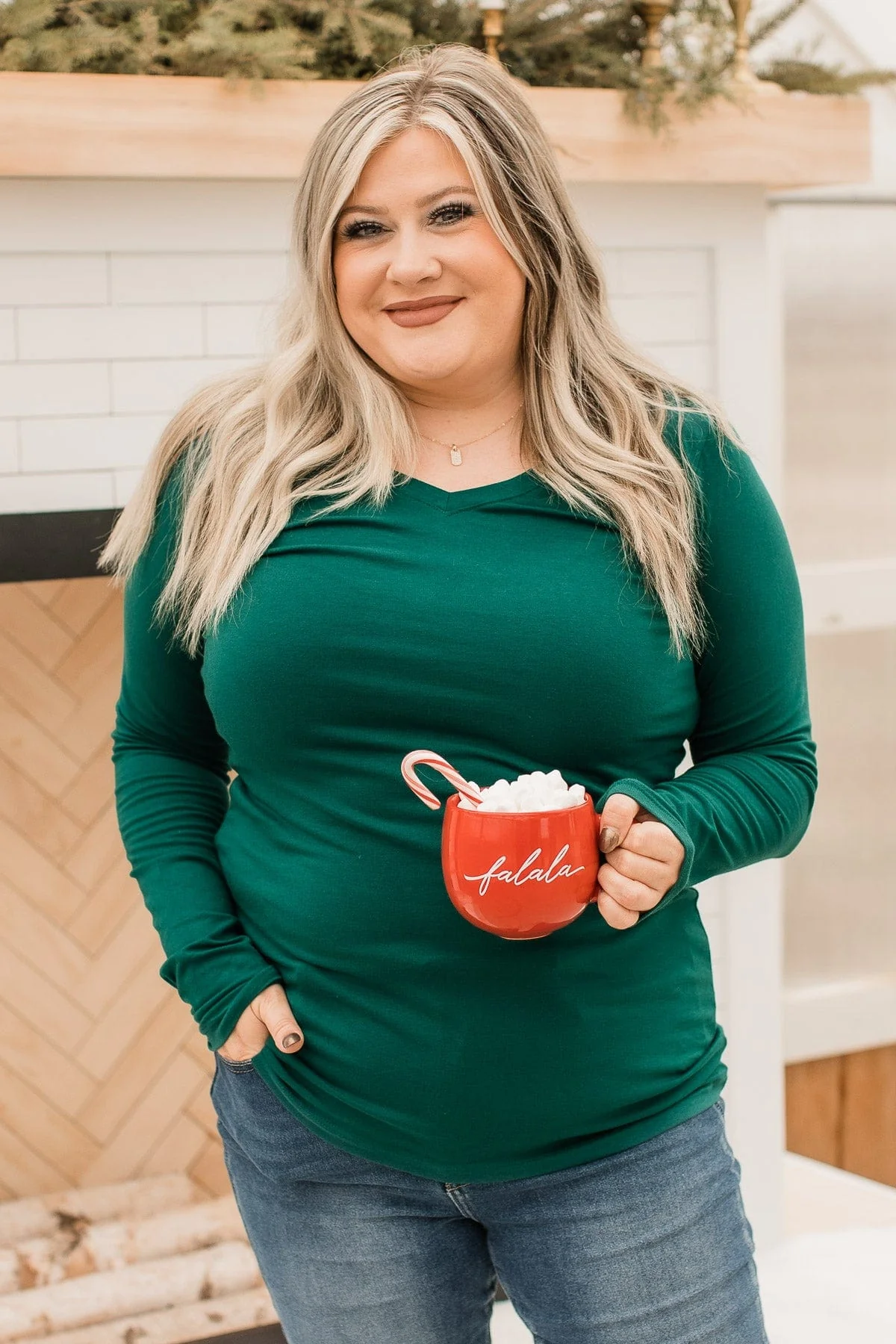 Trust The Timing Long Sleeve Top- Dark Green