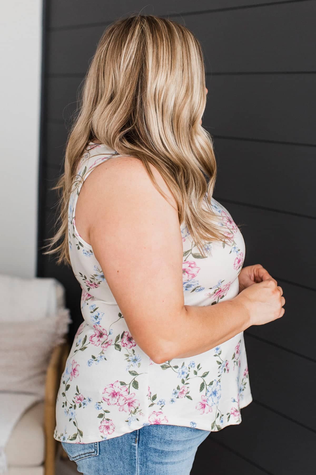 Trust Your Instincts Floral Tank Top- Ivory - Image 5