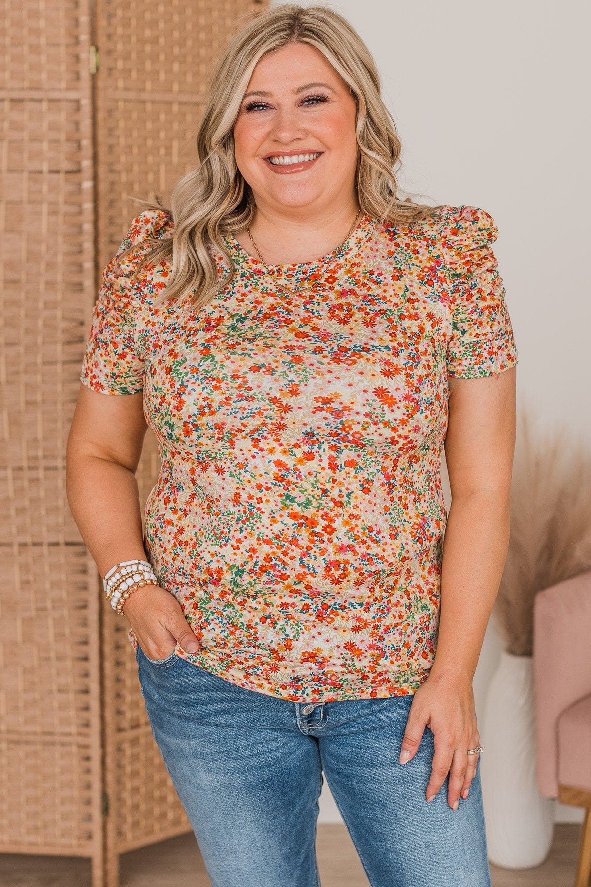 Trusting In You Floral Top- Ivory