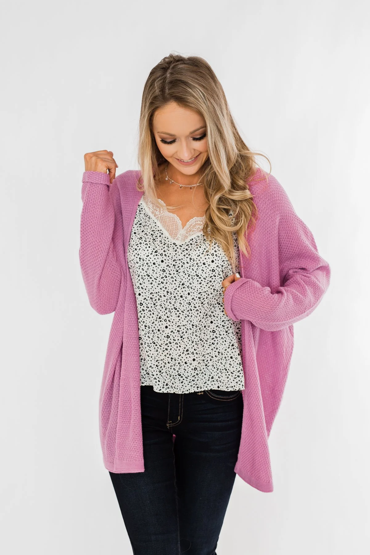 Truth Be Told Knitted Cardigan- Orchid - Image 6