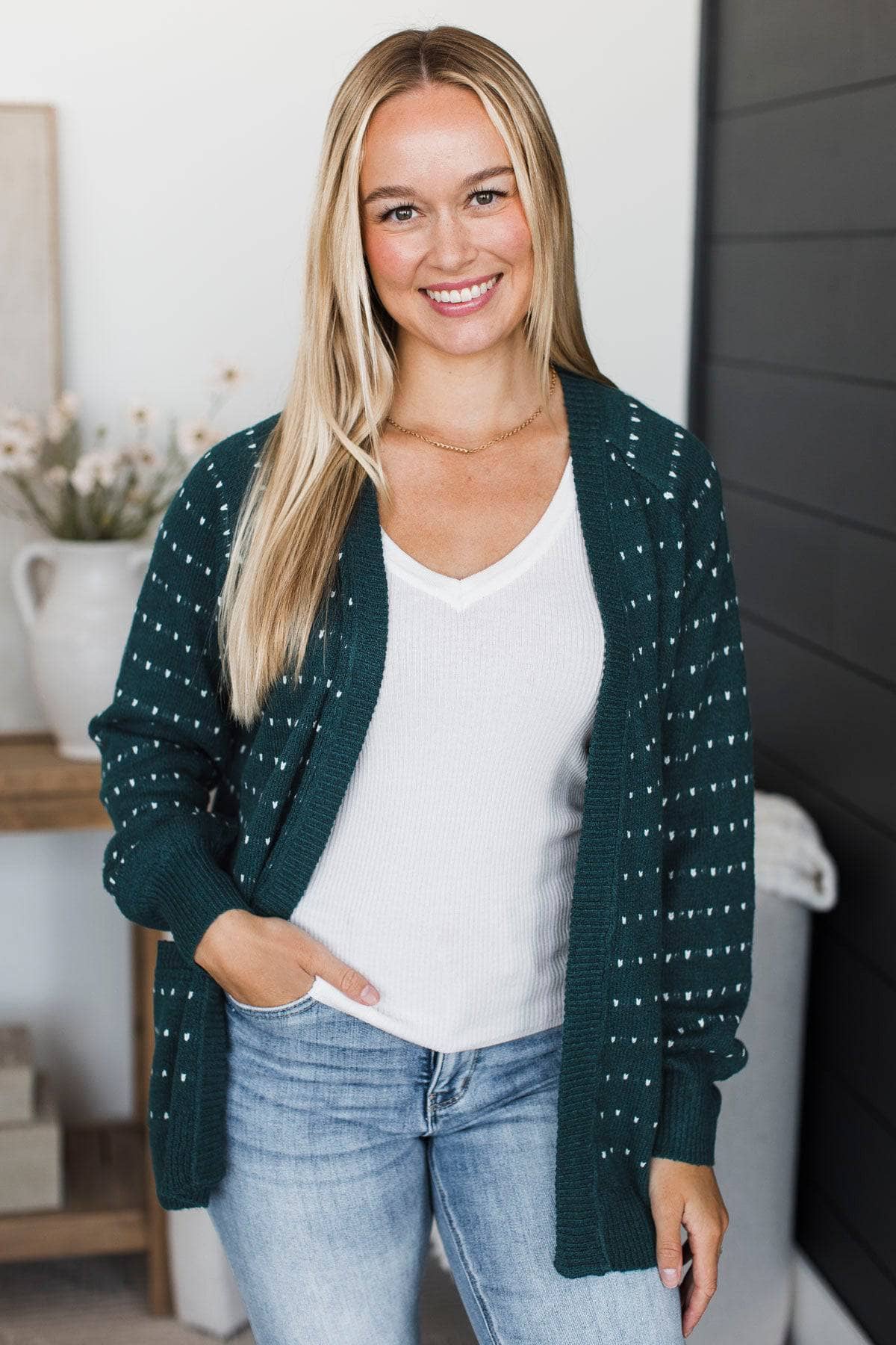 Try Something New Striped Knit Cardigan- Teal - Image 2