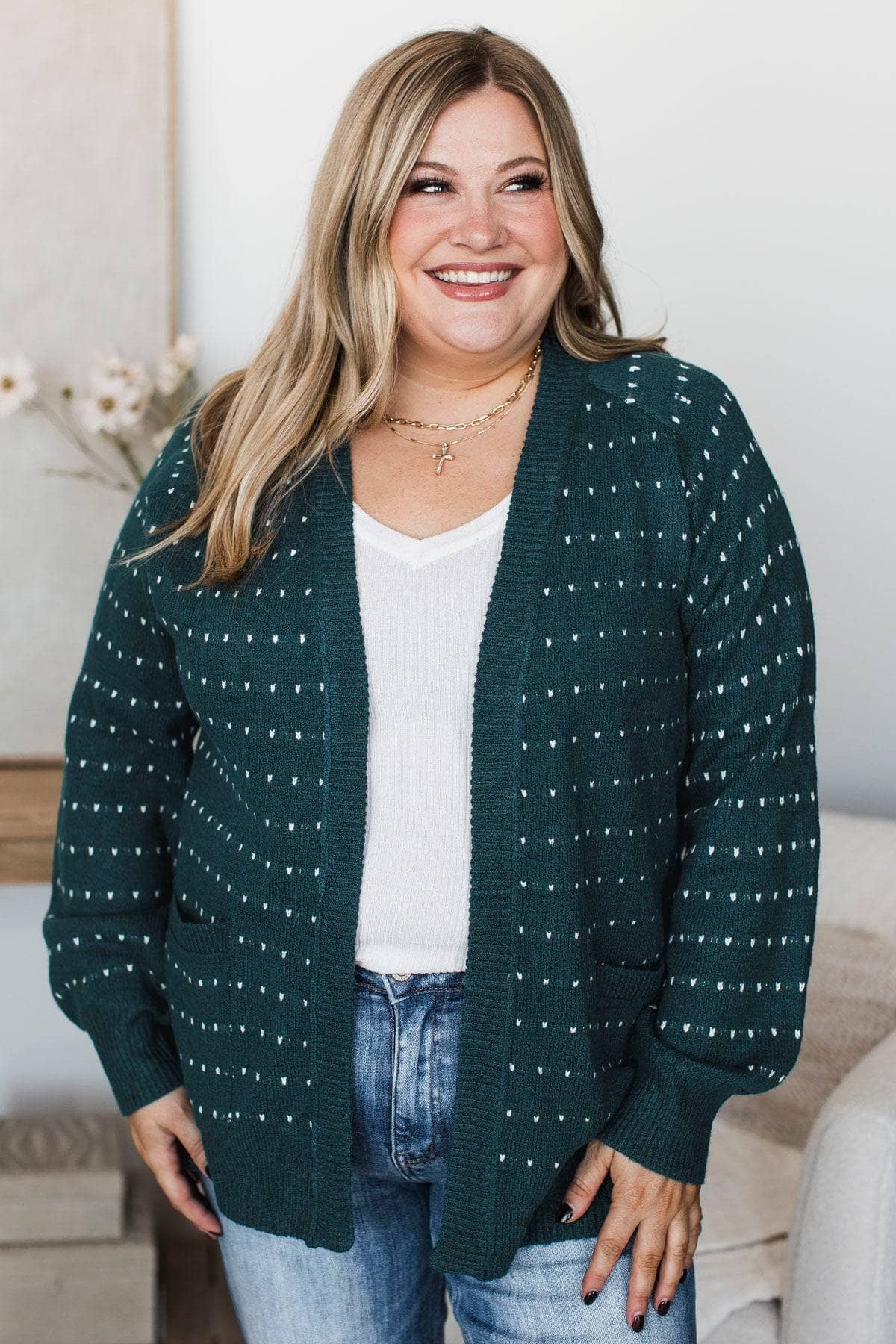Try Something New Striped Knit Cardigan- Teal - Image 6