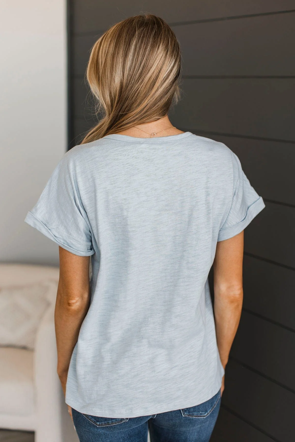 Try To Find Love Short Sleeve Top- Dusty Blue - Image 6