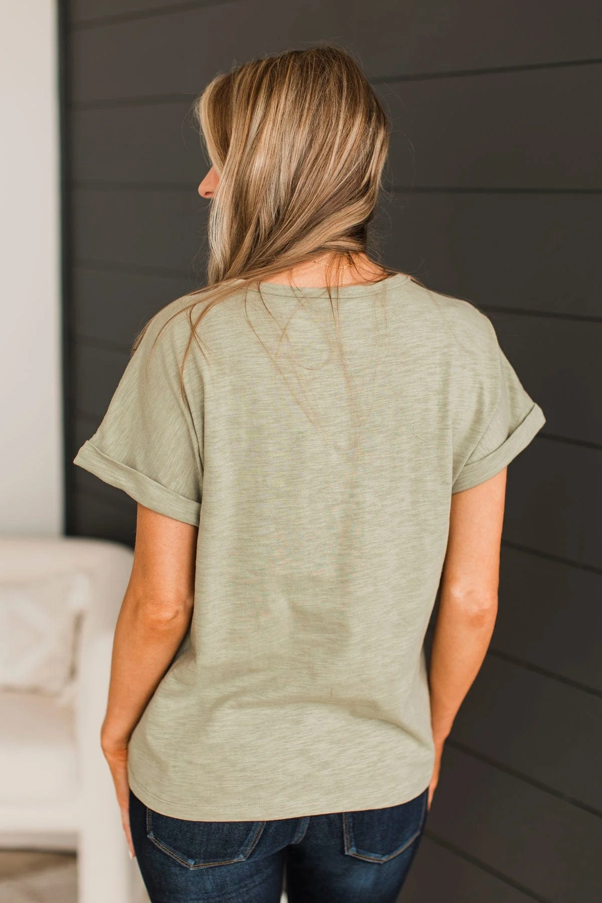 Try To Find Love Short Sleeve Top- Light Olive - Image 8
