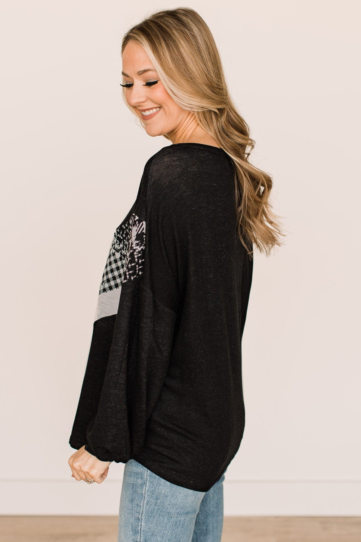 Trying Your Best Long Sleeve Top- Black - Image 6