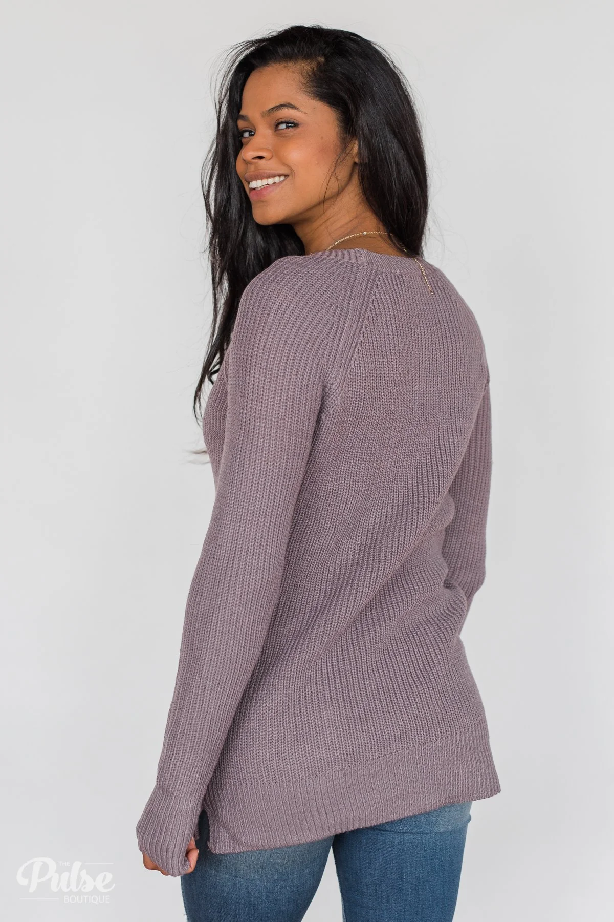 Cooler Weather Tunic Sweater- Dusty Lavender - Image 12