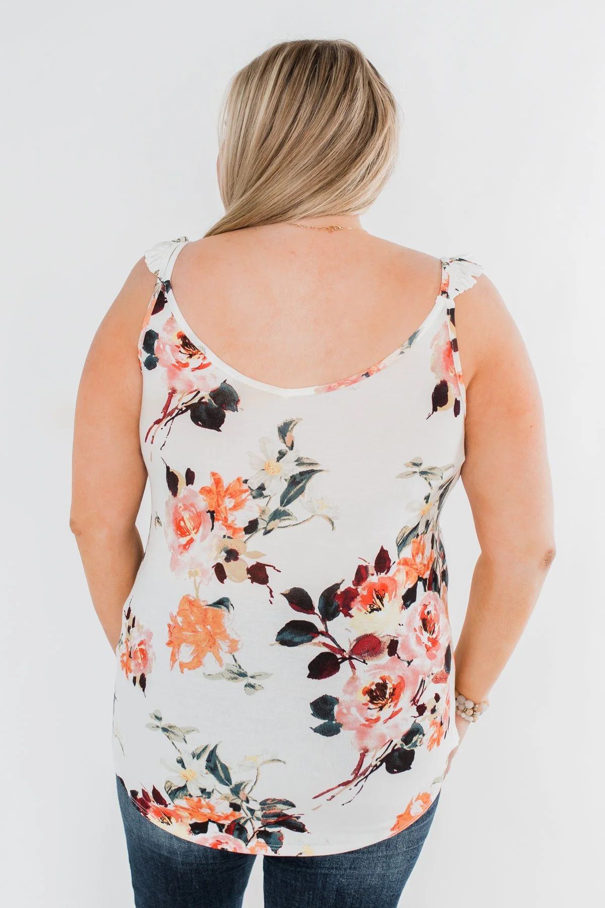 Turn & Smile Floral Tank Top- Ivory - Image 11