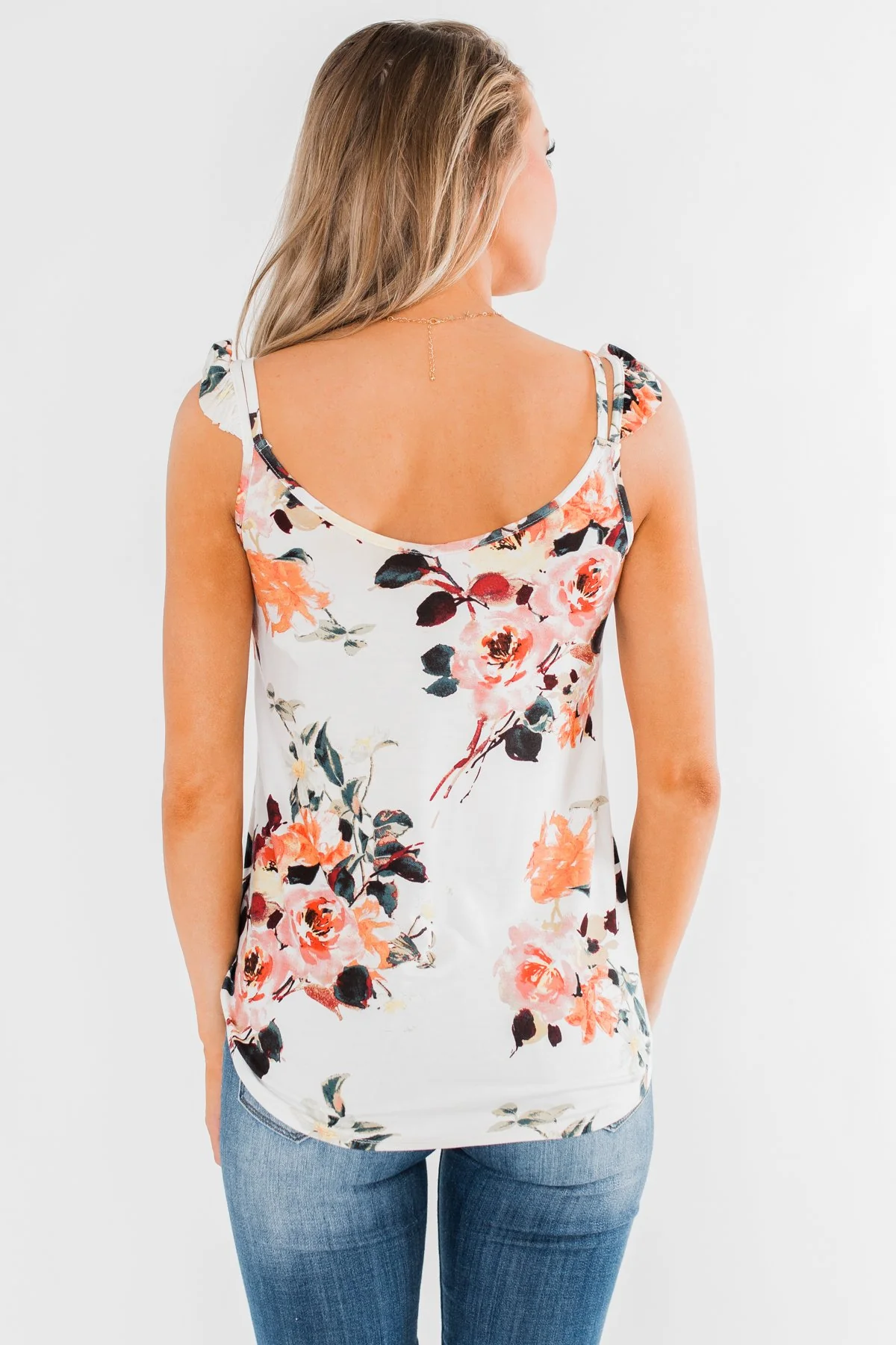 Turn & Smile Floral Tank Top- Ivory - Image 12