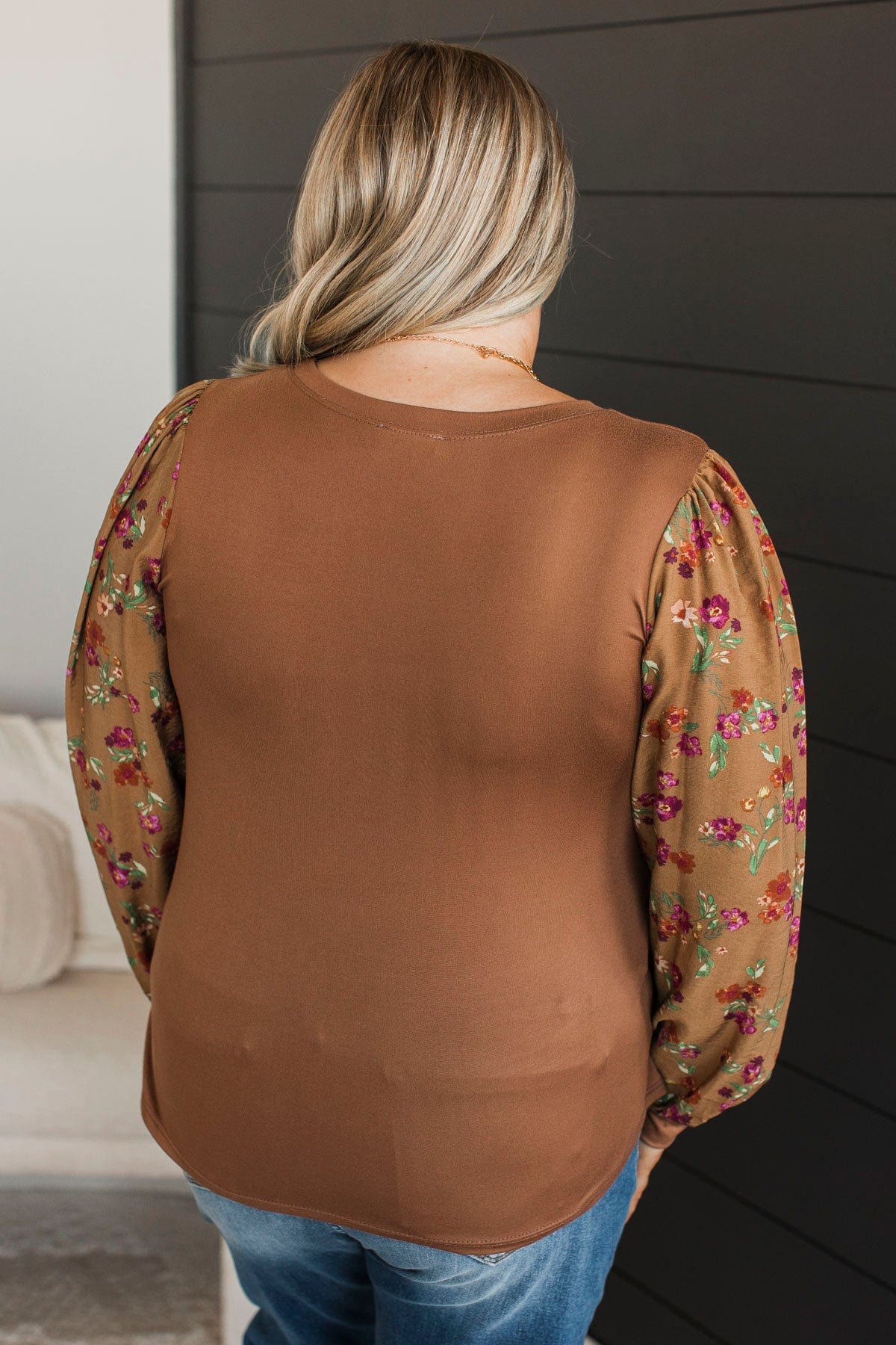 Turning Point Floral Sleeve Top- Caramel - Image 8