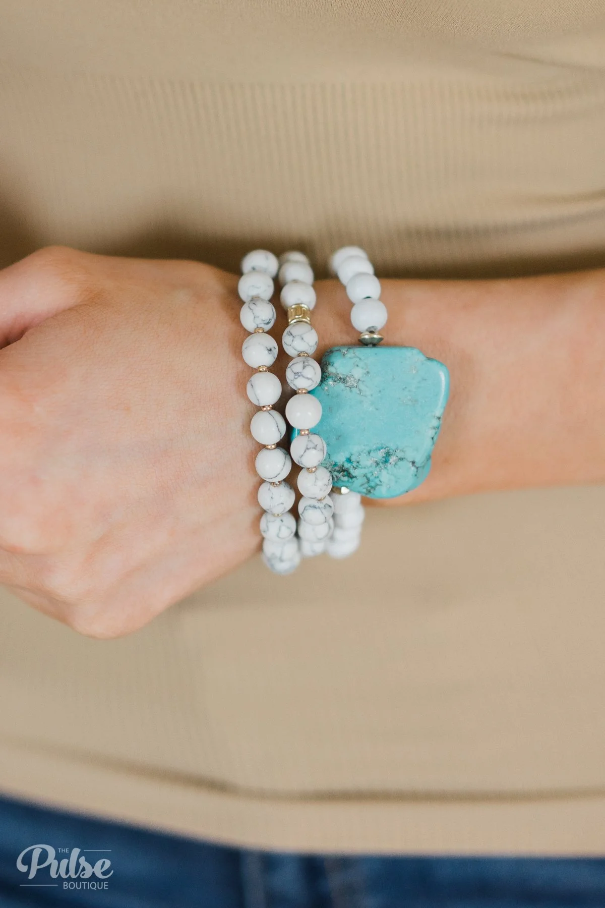 Turquoise Stone Bracelet Set - Image 2