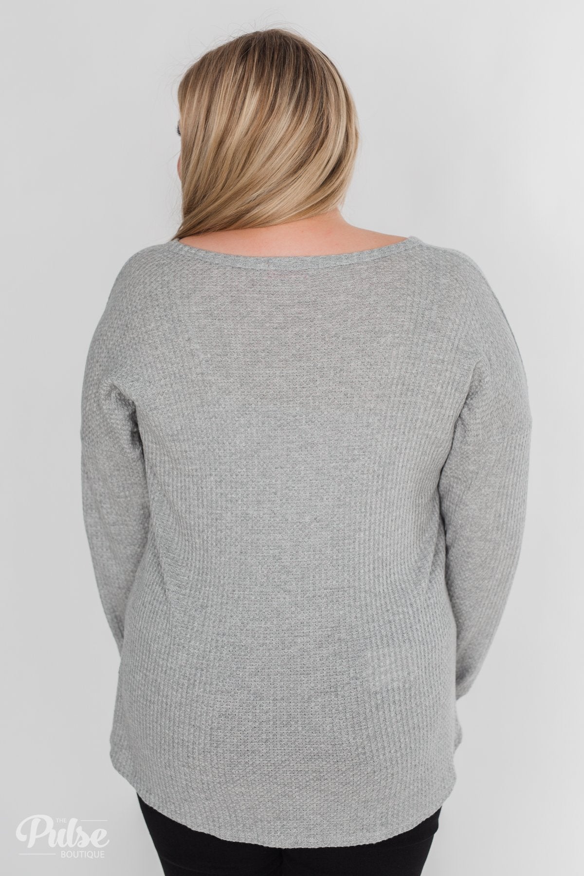 Twist a Little Closer Thermal Top - Heather Grey - Image 14