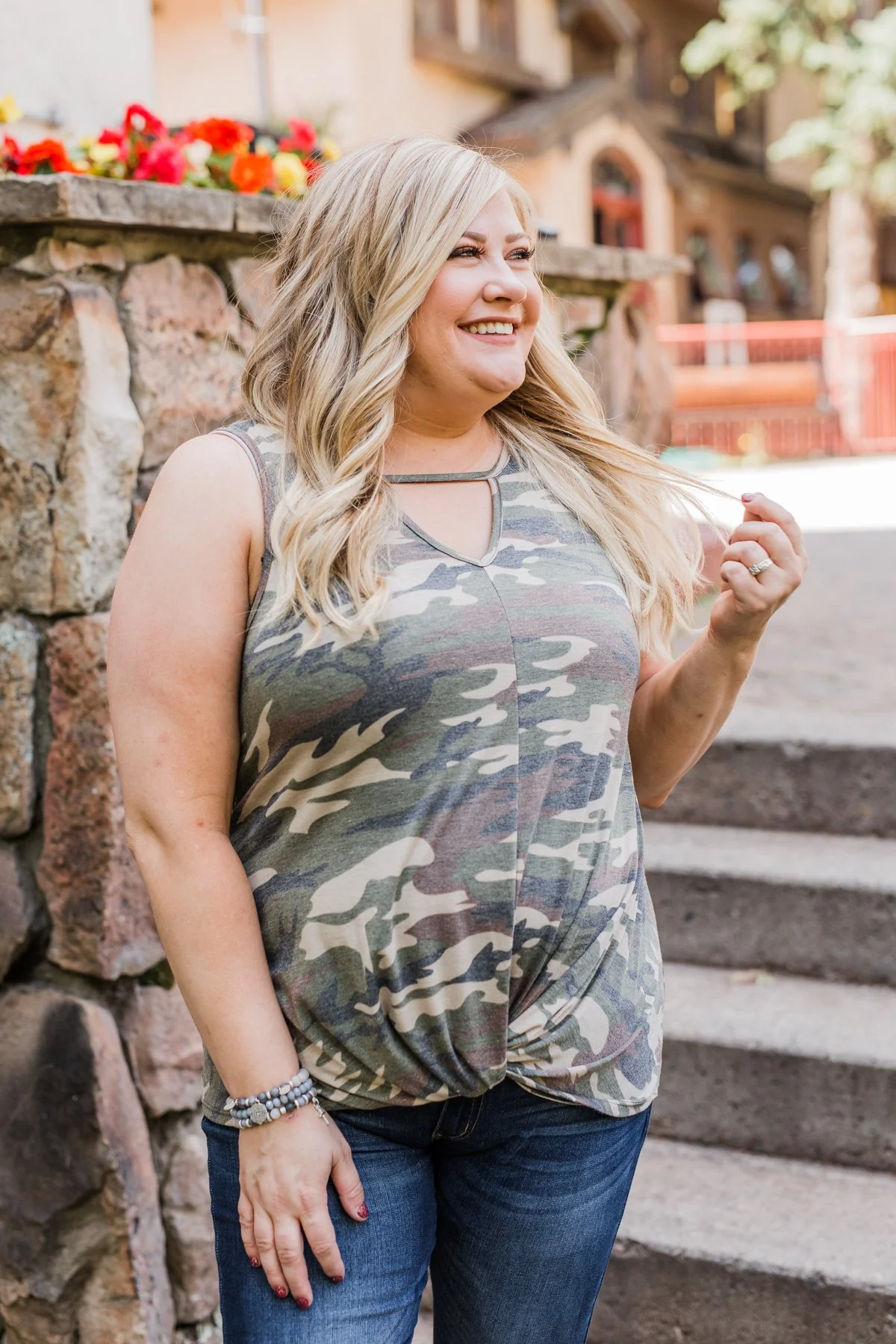 Twist of Camo Keyhole Tank Top - Image 4