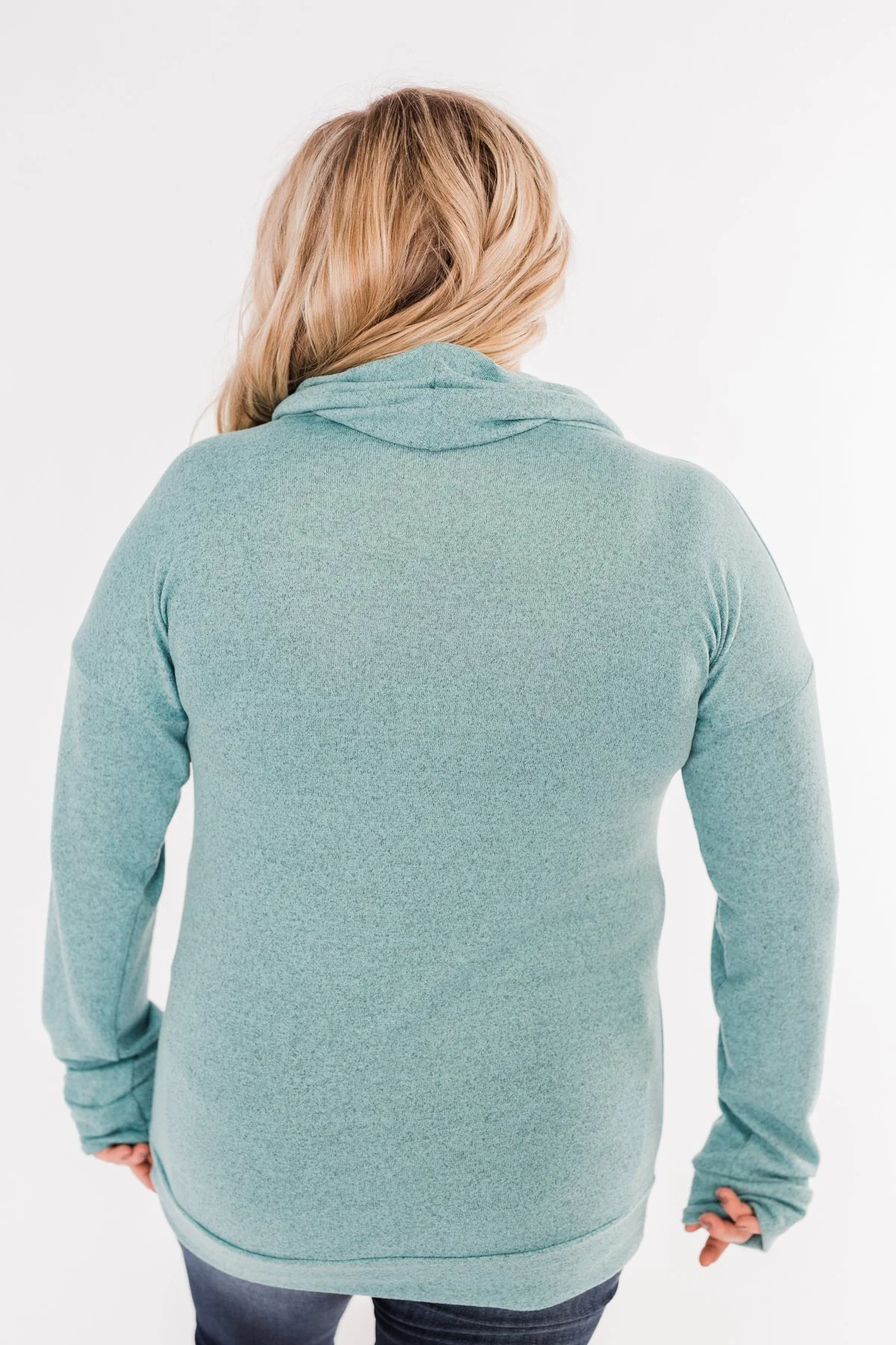 Twist of Winter Cowl Neck Top- Light Blue - Image 10