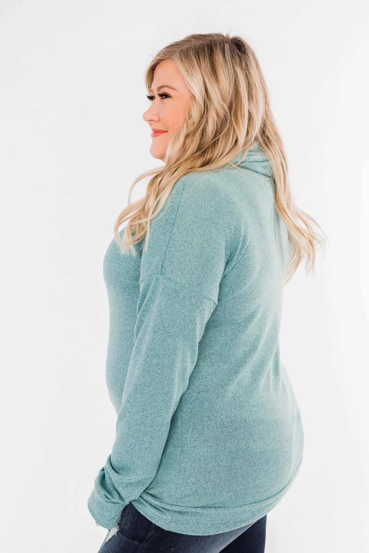 Twist of Winter Cowl Neck Top- Light Blue - Image 8