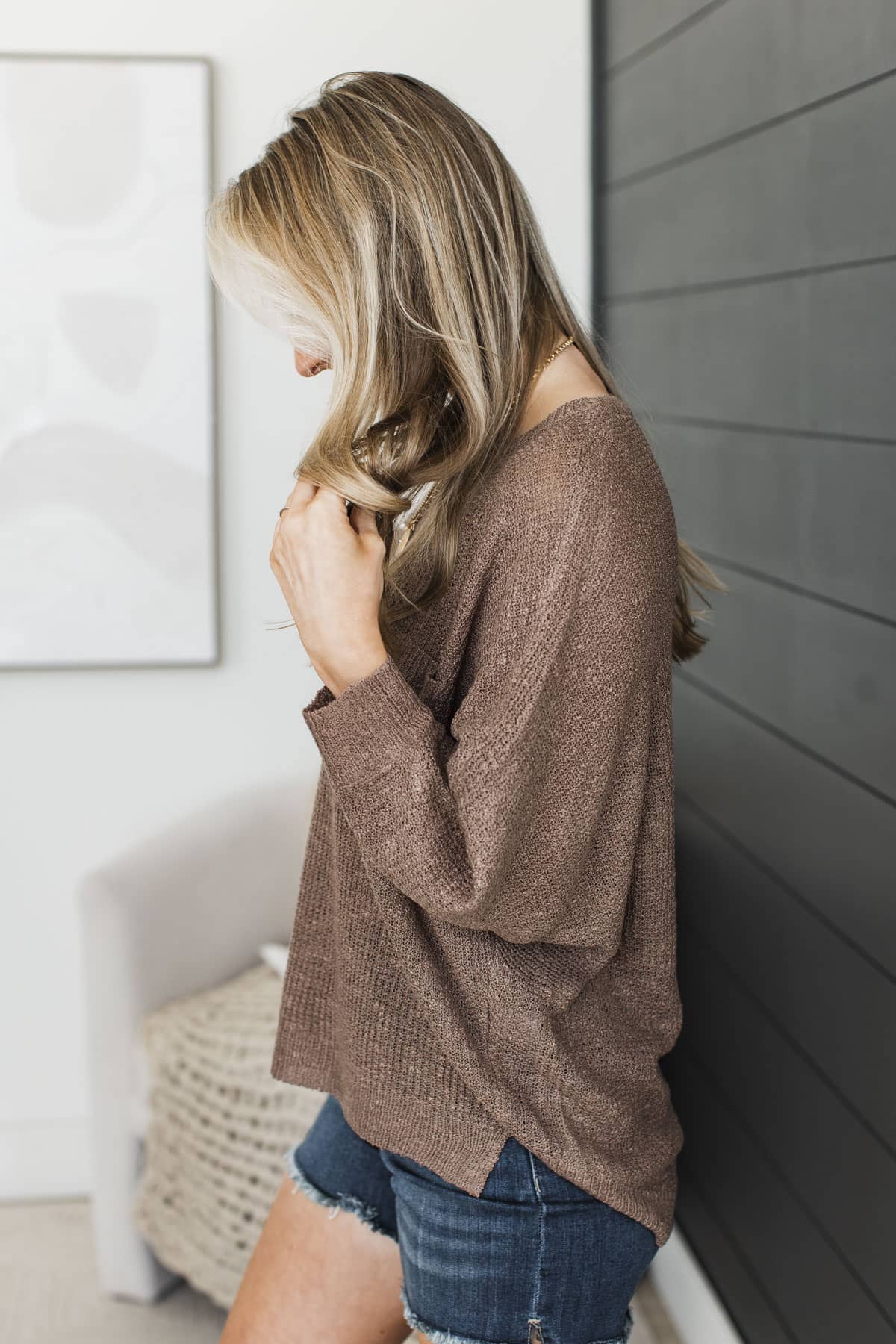 Two Halves One Heart Knit Sweater Top- Mocha - Image 6