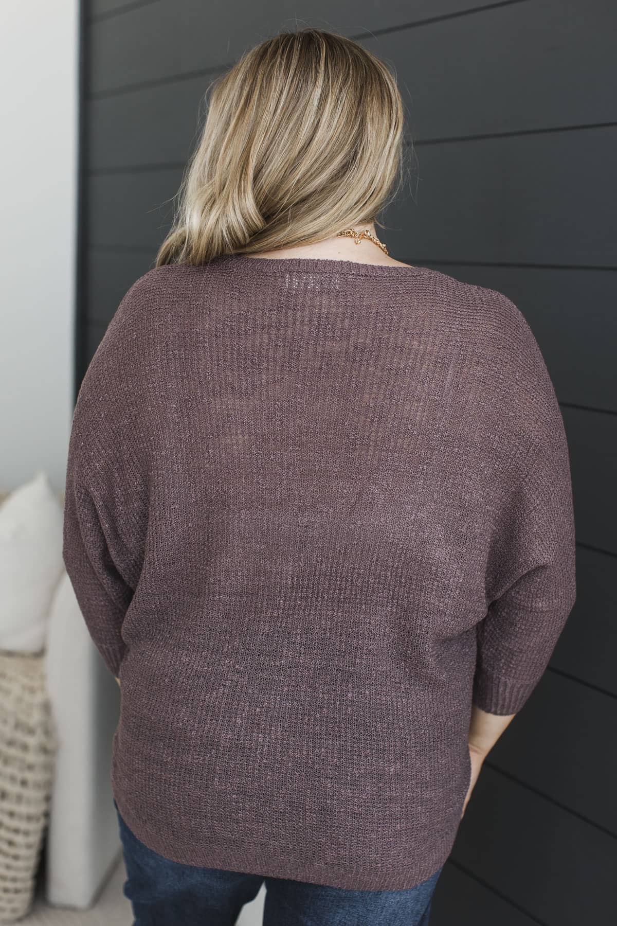 Two Halves One Heart Knit Sweater Top- Dusty Plum - Image 6