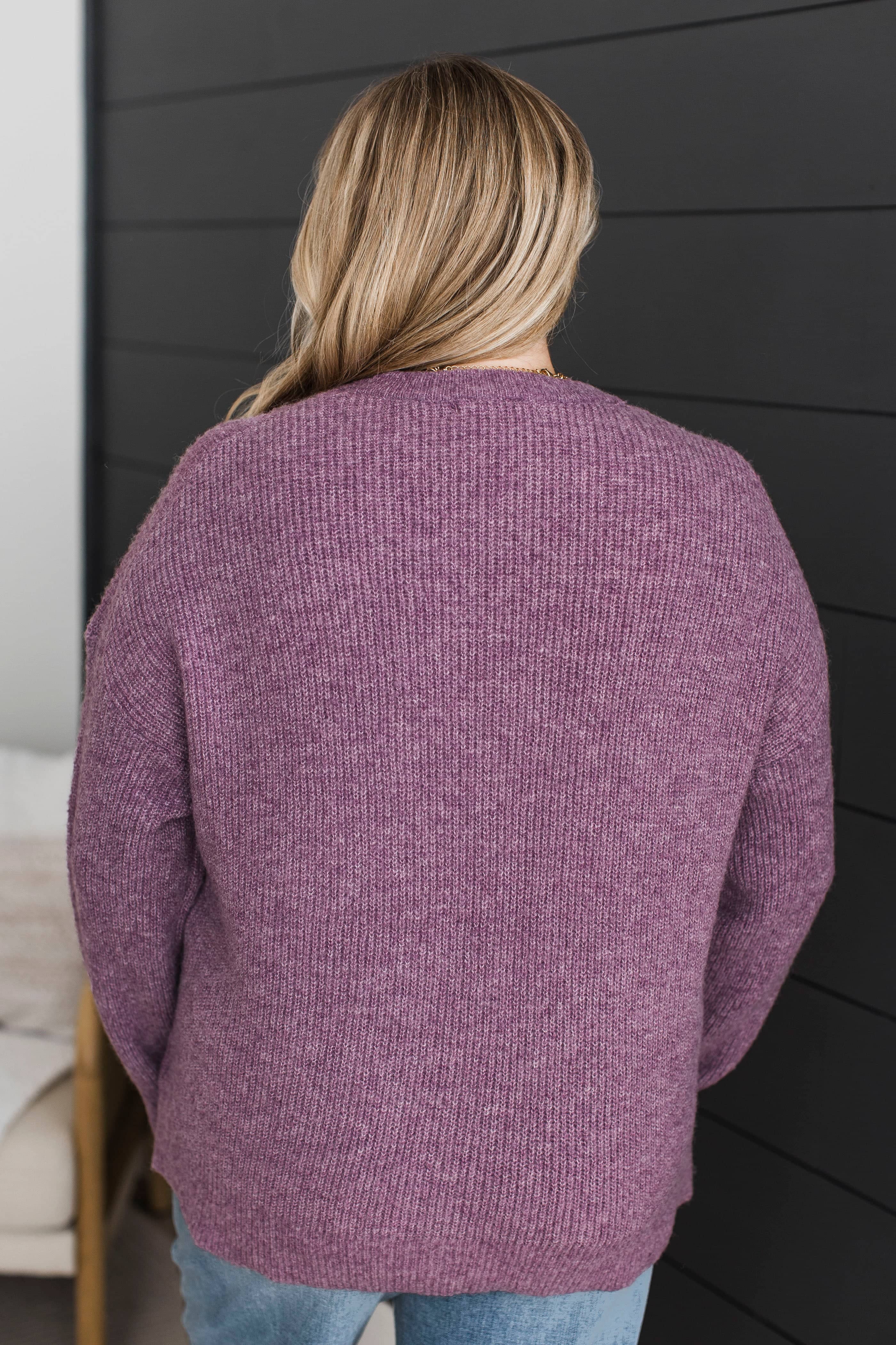 Two Places At Once Knit Sweater- Purple - Image 7