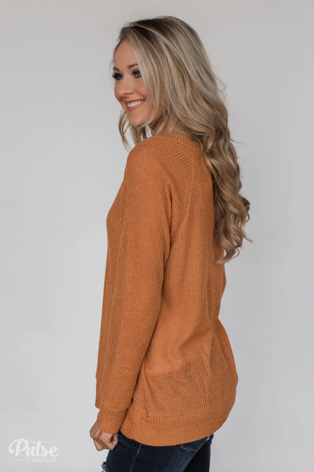 Two Sides of You Knitted Cardigan Top- Light Orange - Image 6