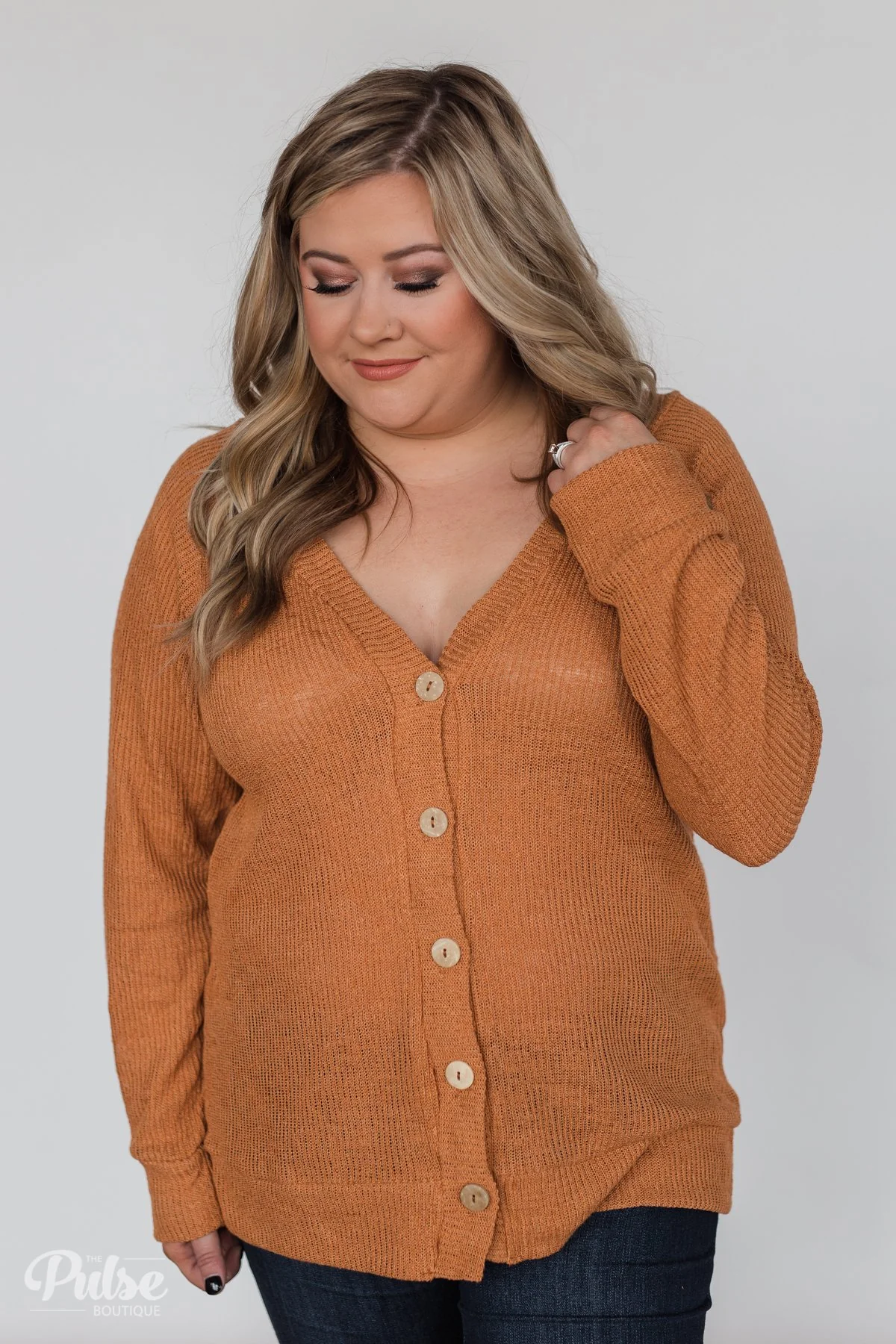 Two Sides of You Knitted Cardigan Top- Light Orange - Image 8
