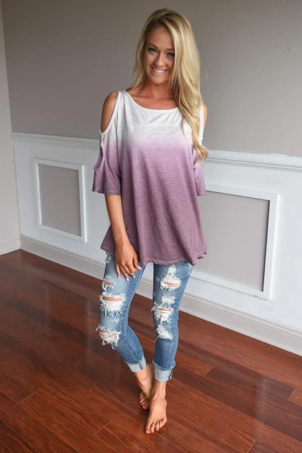 Two Tone Ombre Top ~ Purple