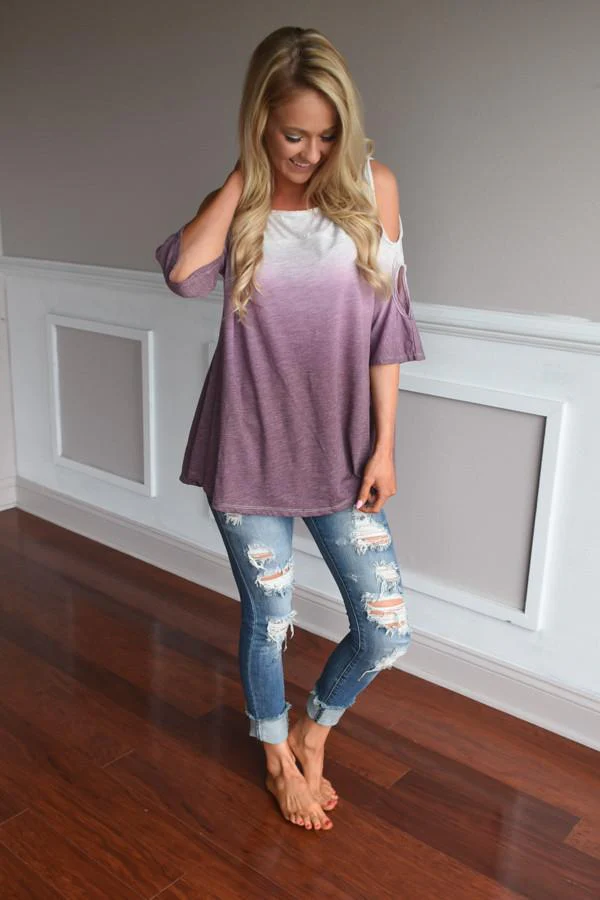 Two Tone Ombre Top ~ Purple - Image 4