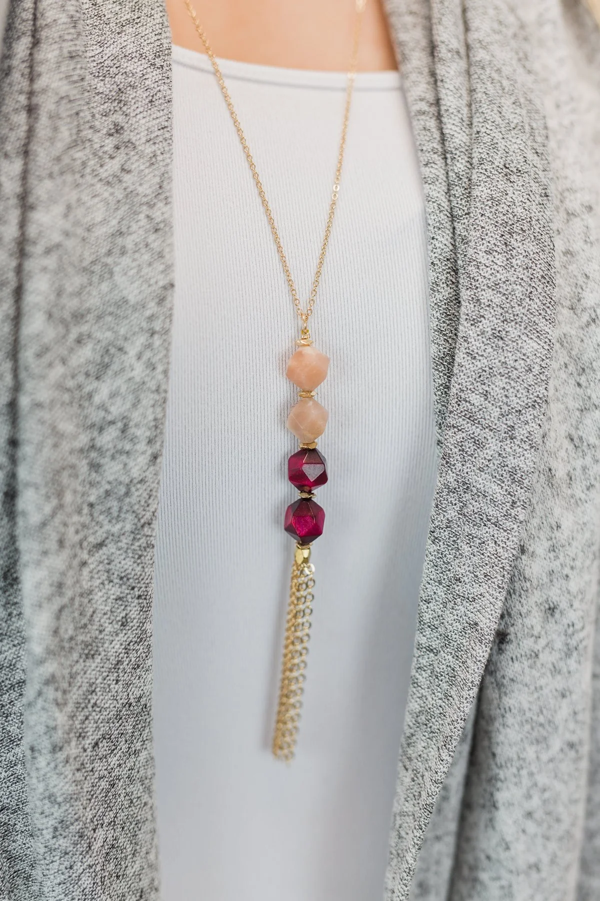 Two Toned Beaded Gold Necklace - Image 2