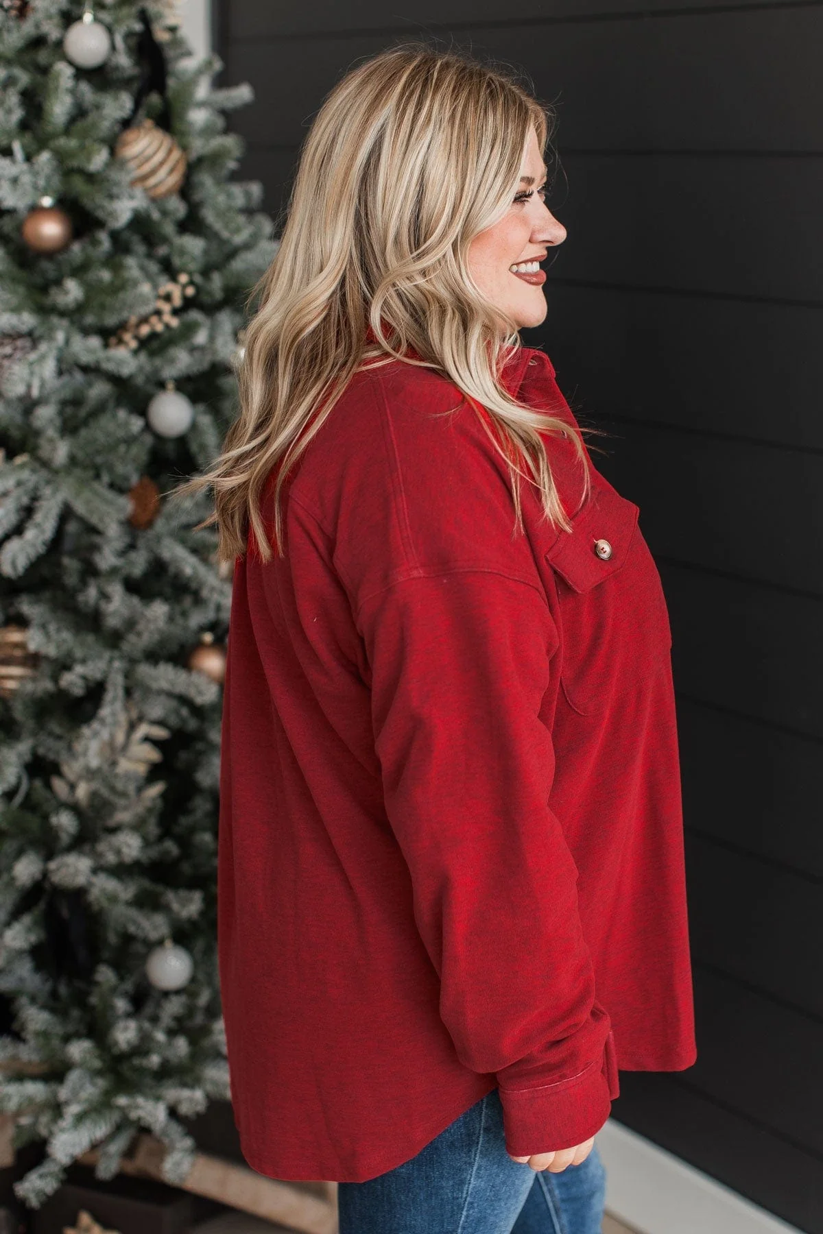 Typical Feelings Knit Button Top- Red - Image 7