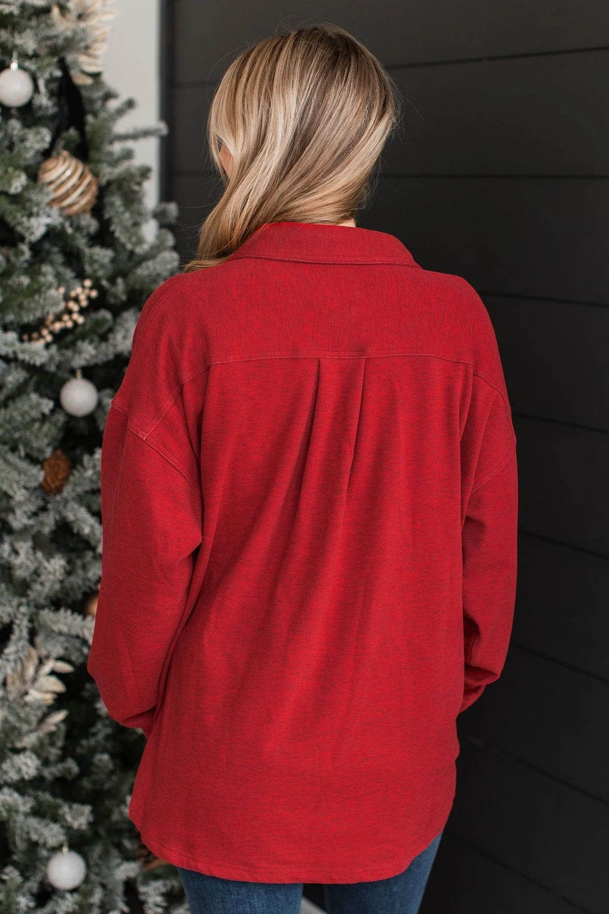Typical Feelings Knit Button Top- Red - Image 8