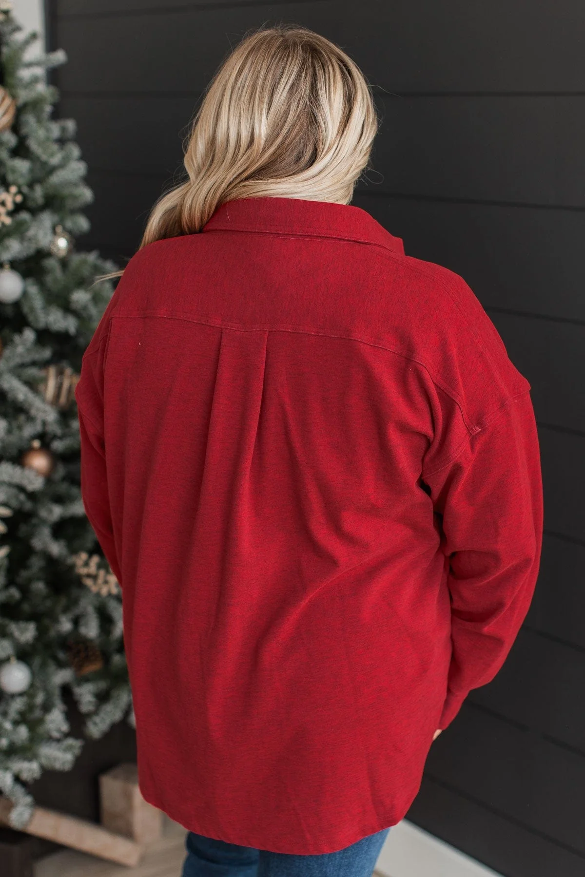 Typical Feelings Knit Button Top- Red - Image 9