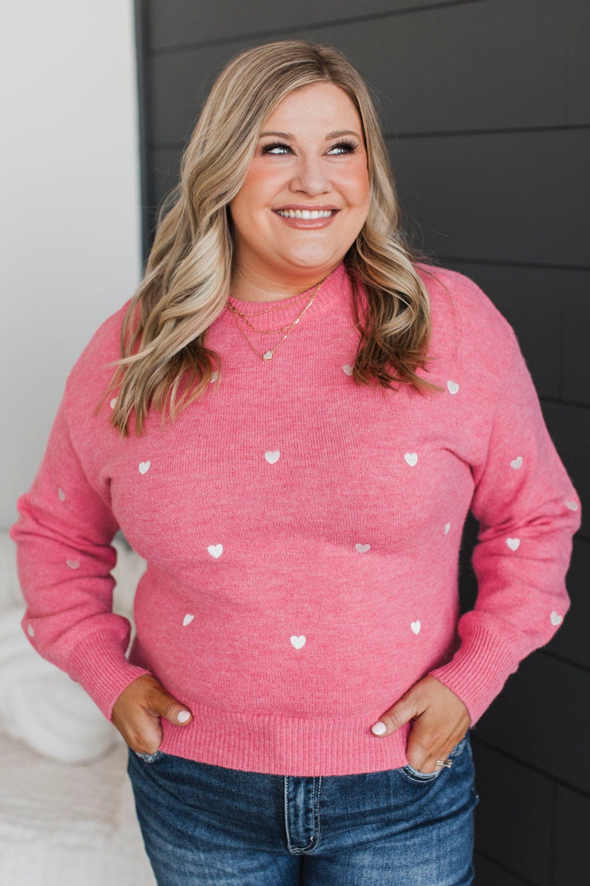 Unbelievable Feelings Heart Knit Sweater- Pink - Image 3