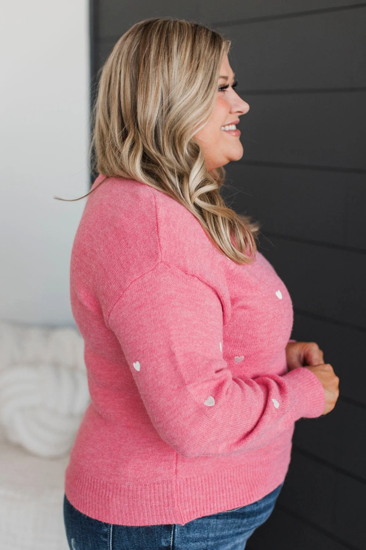 Unbelievable Feelings Heart Knit Sweater- Pink - Image 5