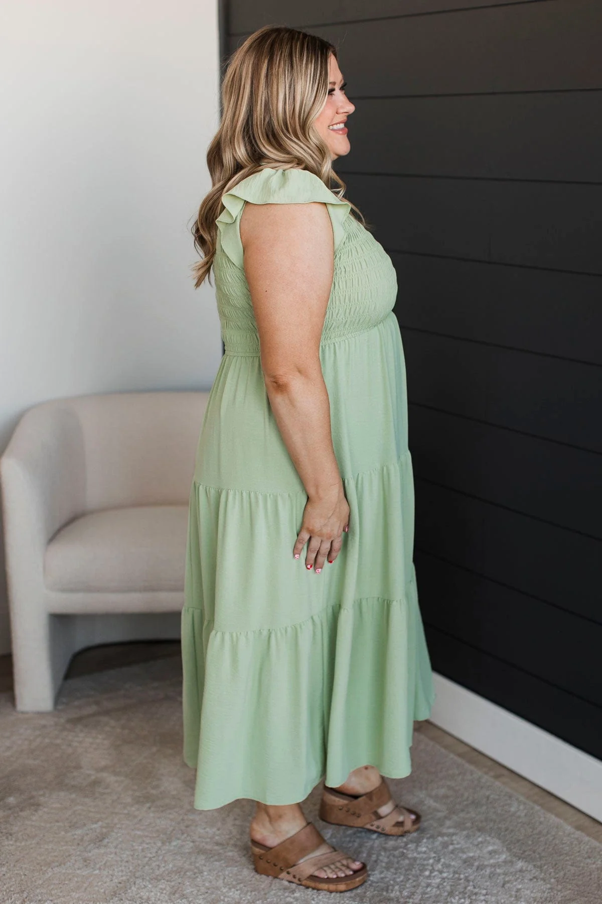 Unbelievably Blissful Midi Dress- Light Sage - Image 4