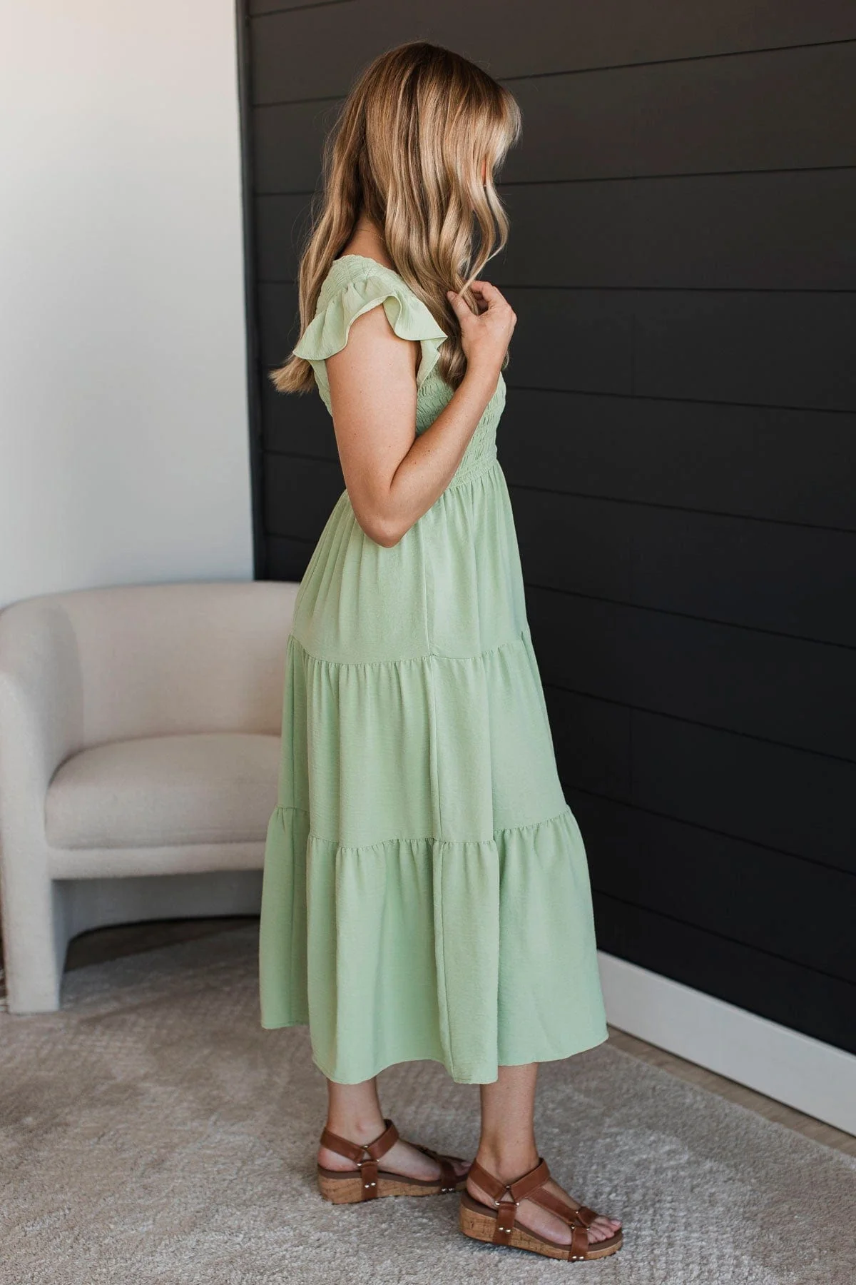 Unbelievably Blissful Midi Dress- Light Sage - Image 5