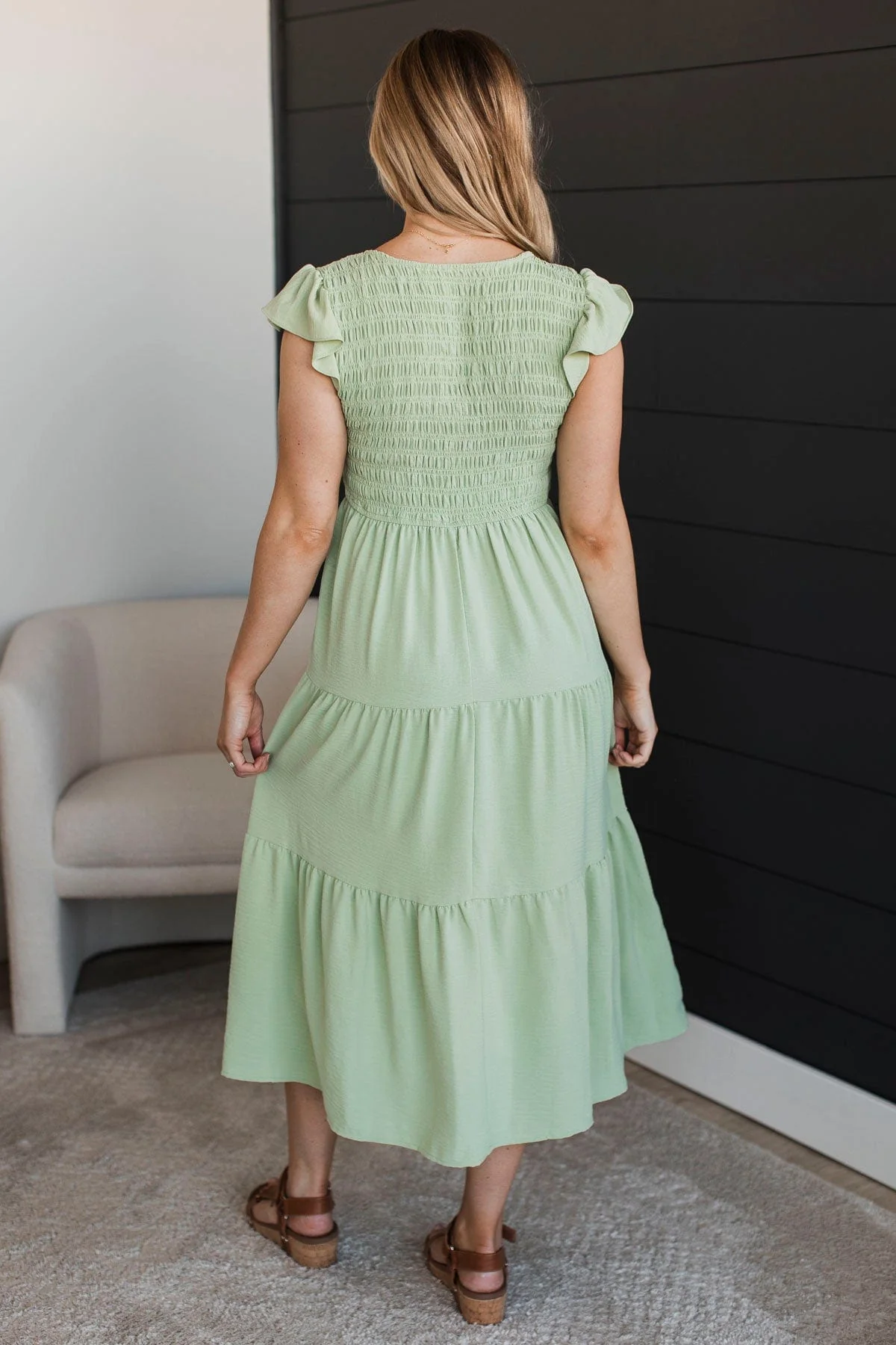 Unbelievably Blissful Midi Dress- Light Sage - Image 7