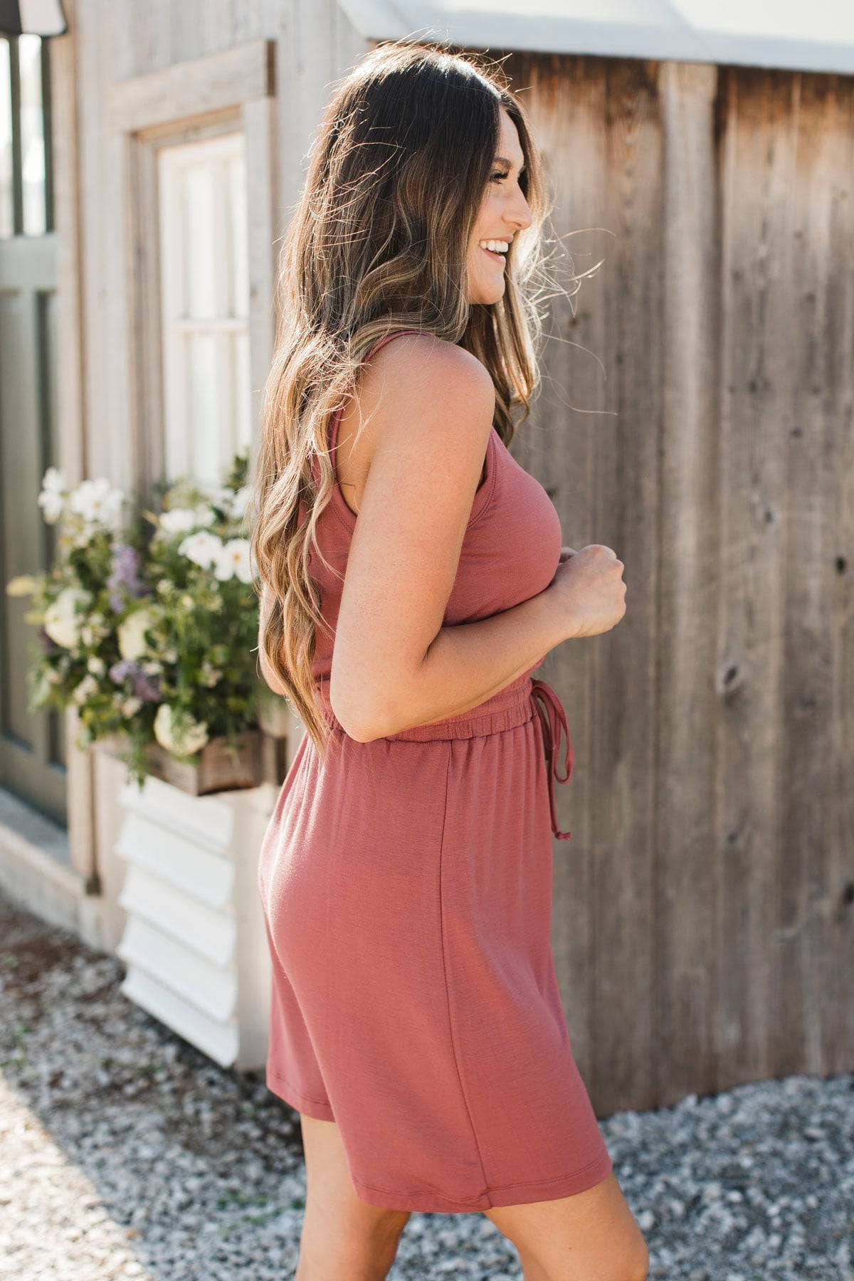 Unbelievably Darling Drawstring Dress- Marsala - Image 5