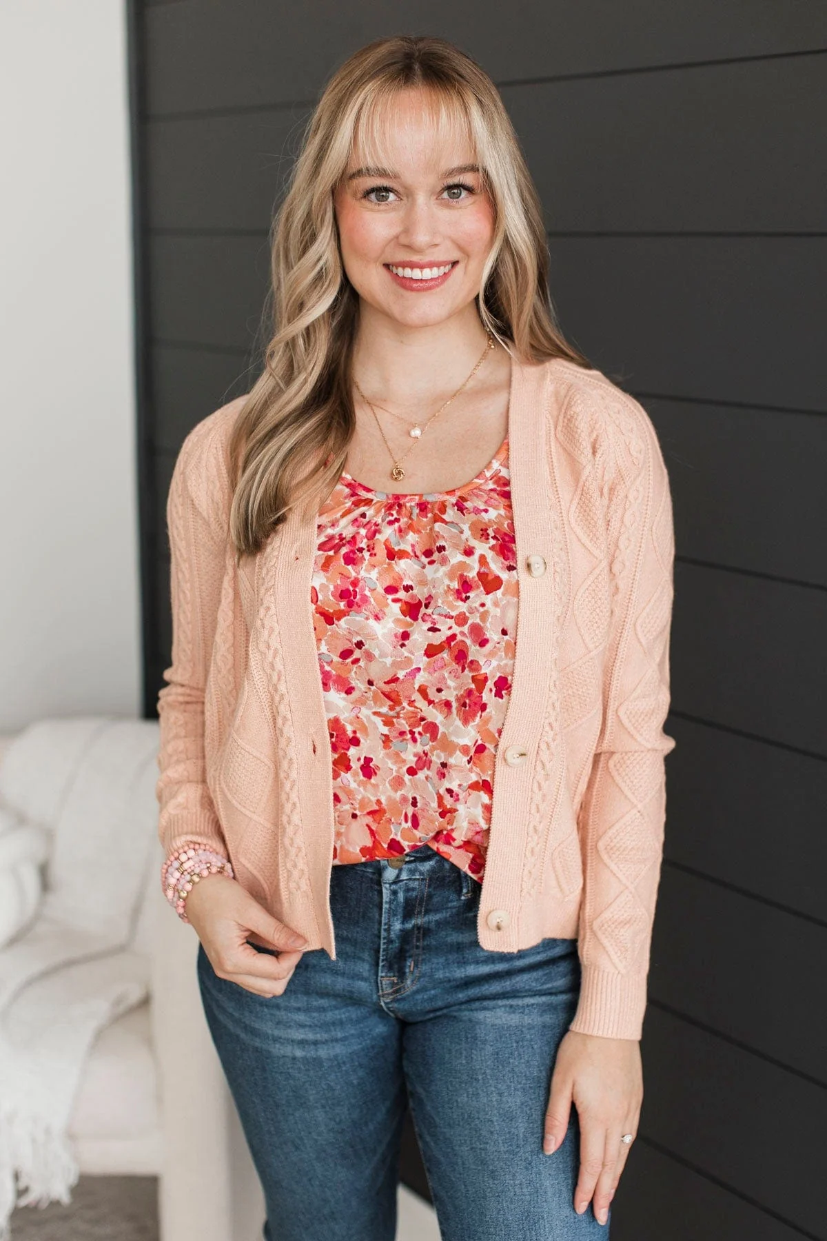 Unbelievably Incredible Button Cardigan- Dusty Peach - Image 3