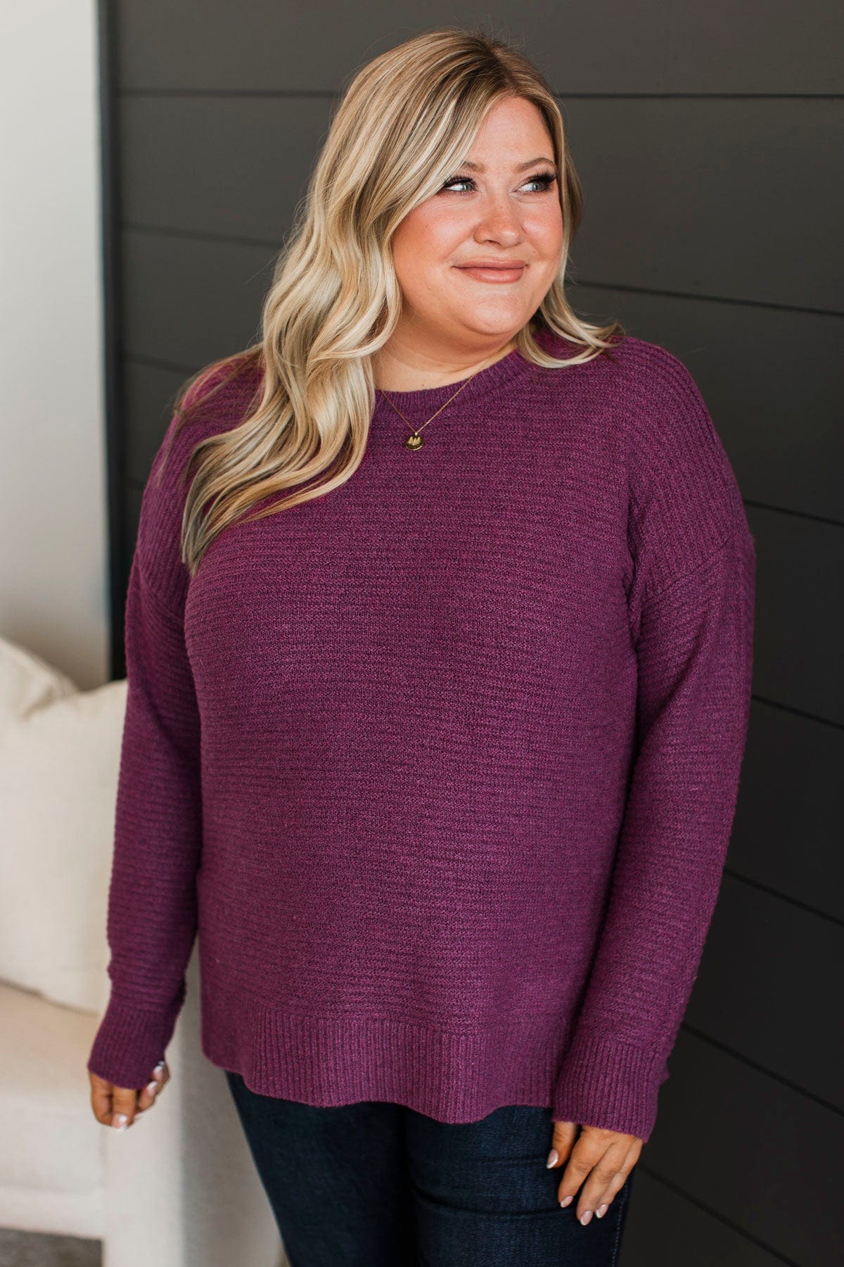 Unbelievably Sweet Ribbed Sweater- Magenta - Image 5