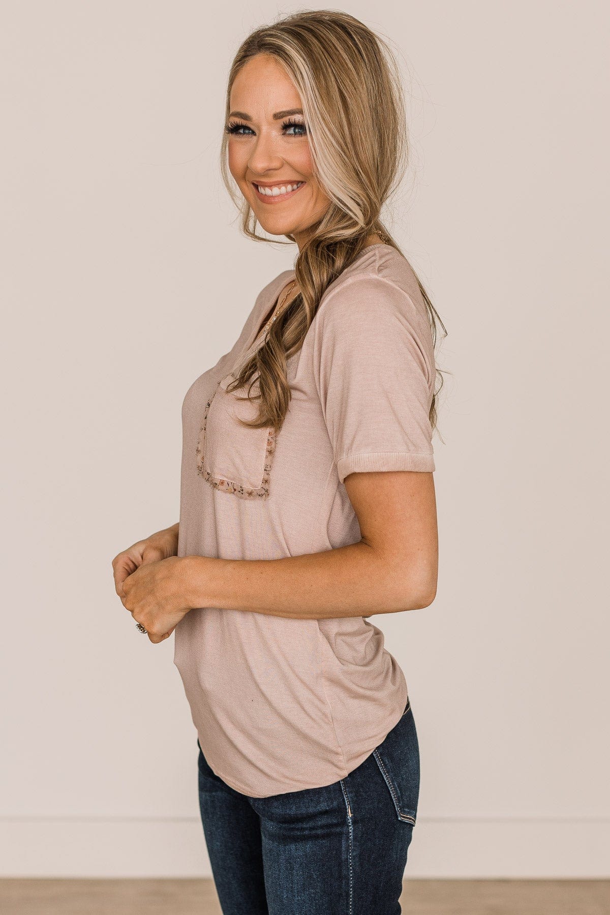 Unconditional Love Pocket Top- Dusty Pink - Image 7