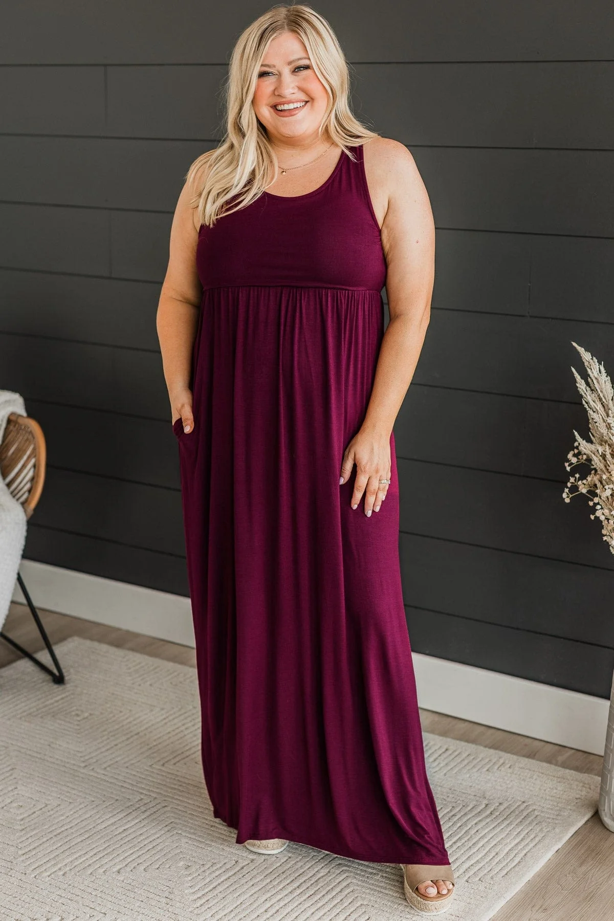 Undeniable Charm Knit Maxi Dress- Burgundy