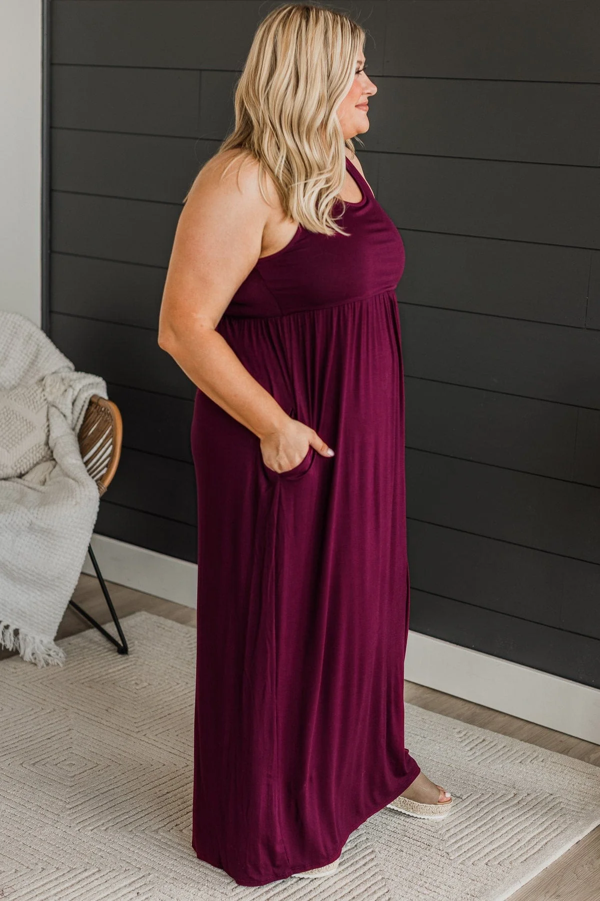 Undeniable Charm Knit Maxi Dress- Burgundy - Image 5